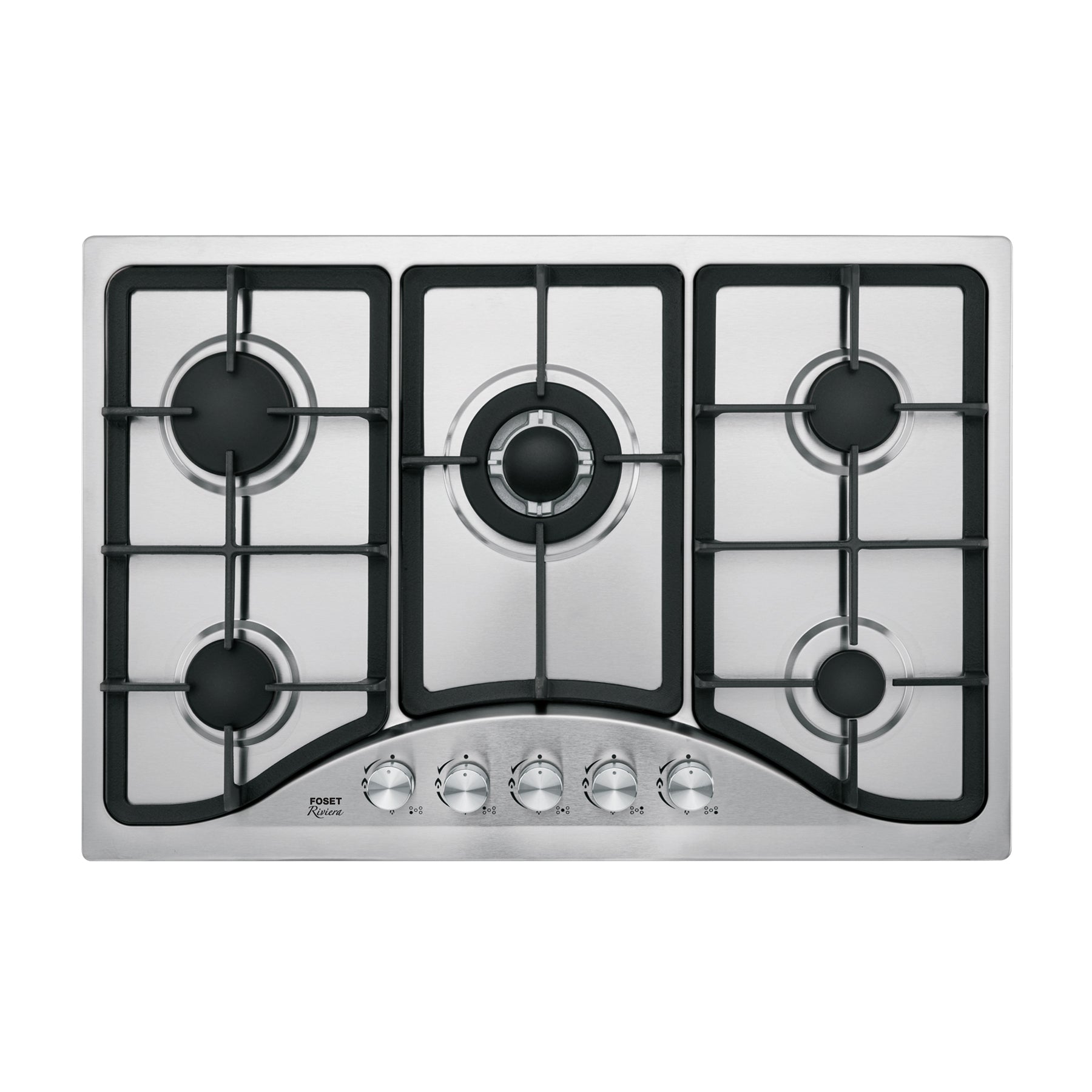 Parrilla gas empotrable 75cm, 5 quem, acero inox, RIVIERA