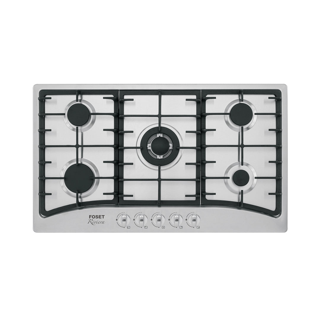 Parrilla gas empotrable 90cm, 5 quem, acero inox, RIVIERA