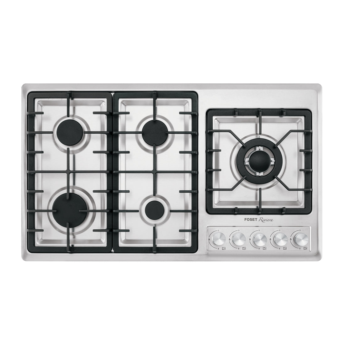 Parrilla gas empotrable 90cm, 5 quem, lateral, inox, RIVIERA