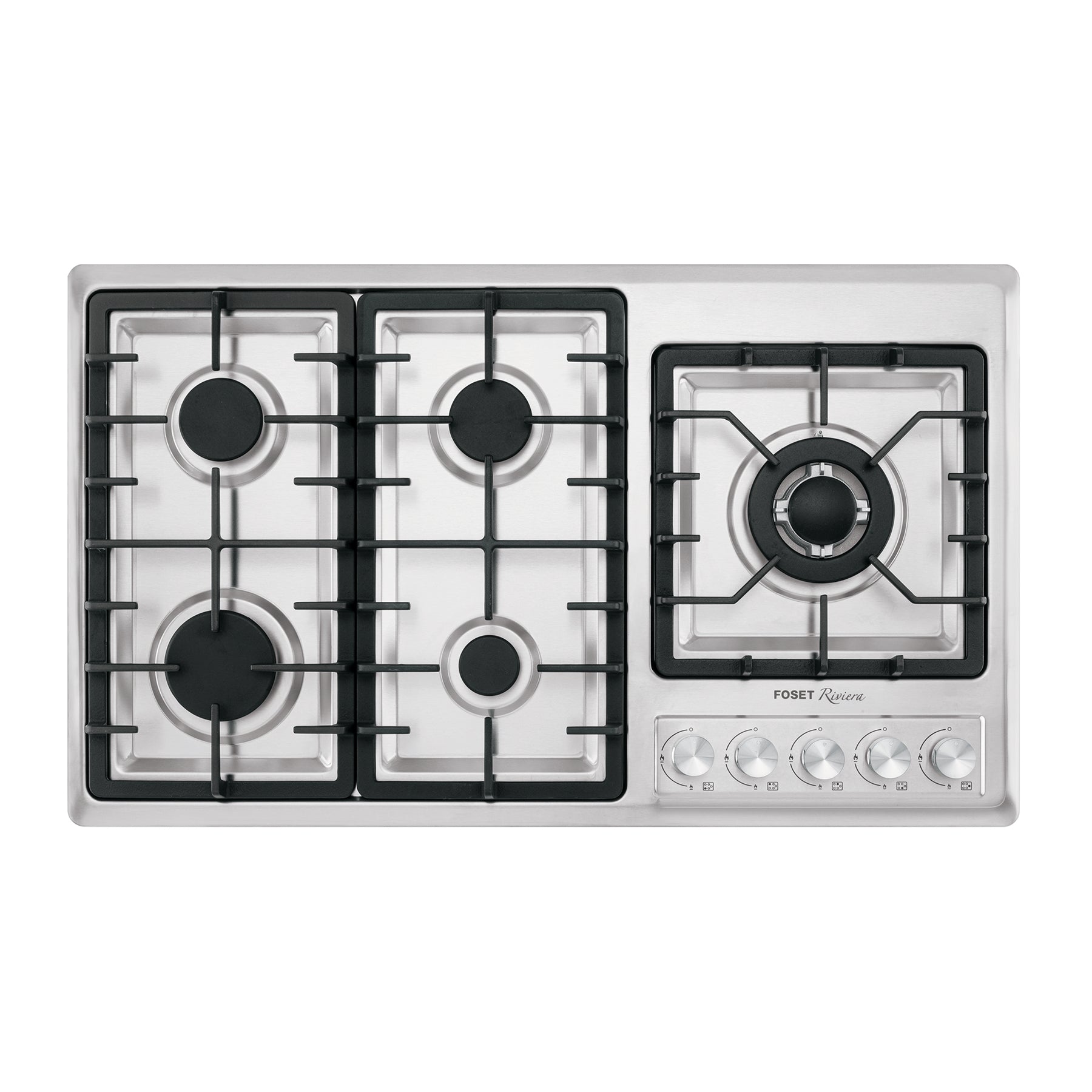 Parrilla gas empotrable 90cm, 5 quem, lateral, inox, RIVIERA