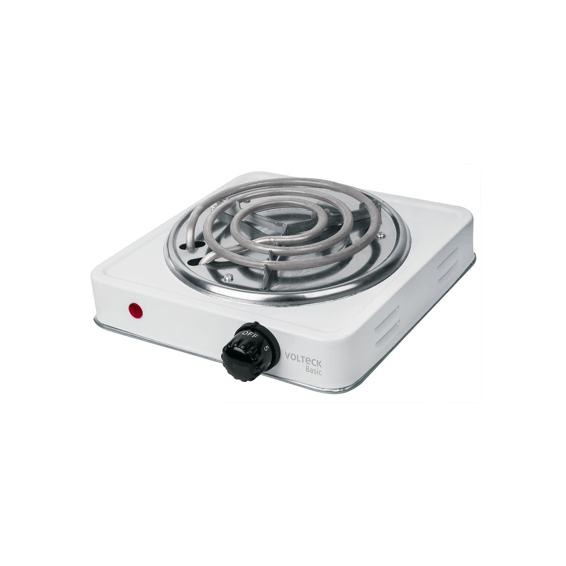 Parrilla eléctrica 1 quemador en espiral, blanca, BASIC