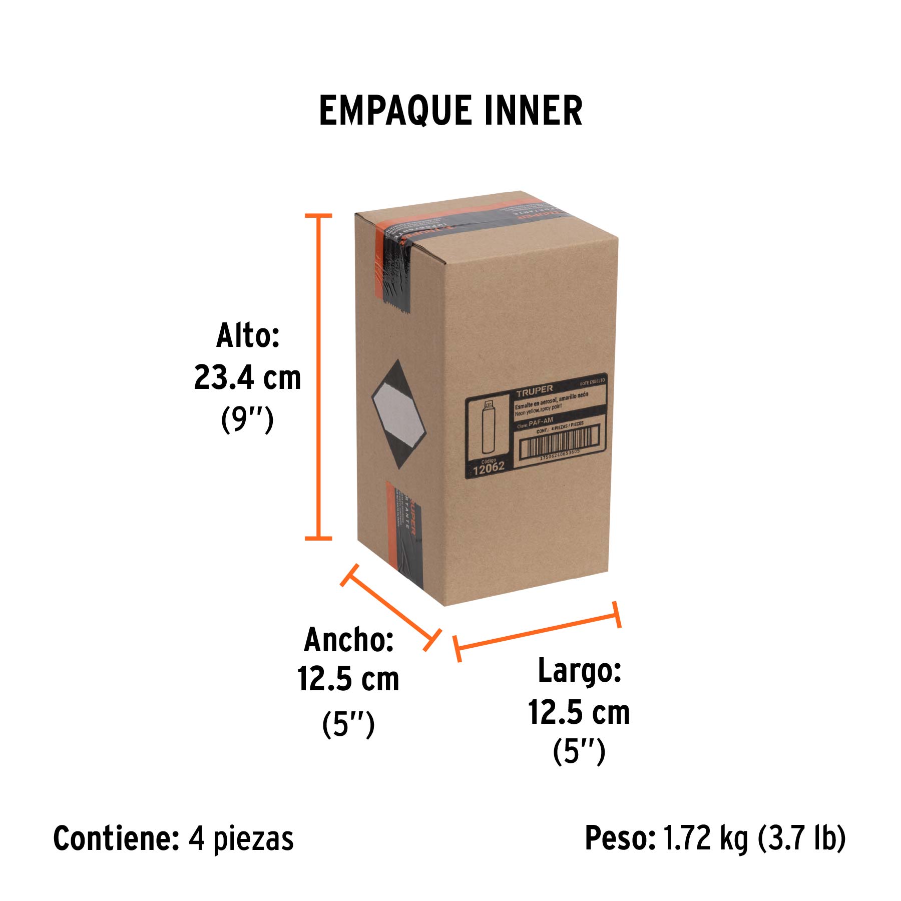 Pintura en aerosol, amarillo neón, bote esbelto, 400 ml - Empaque