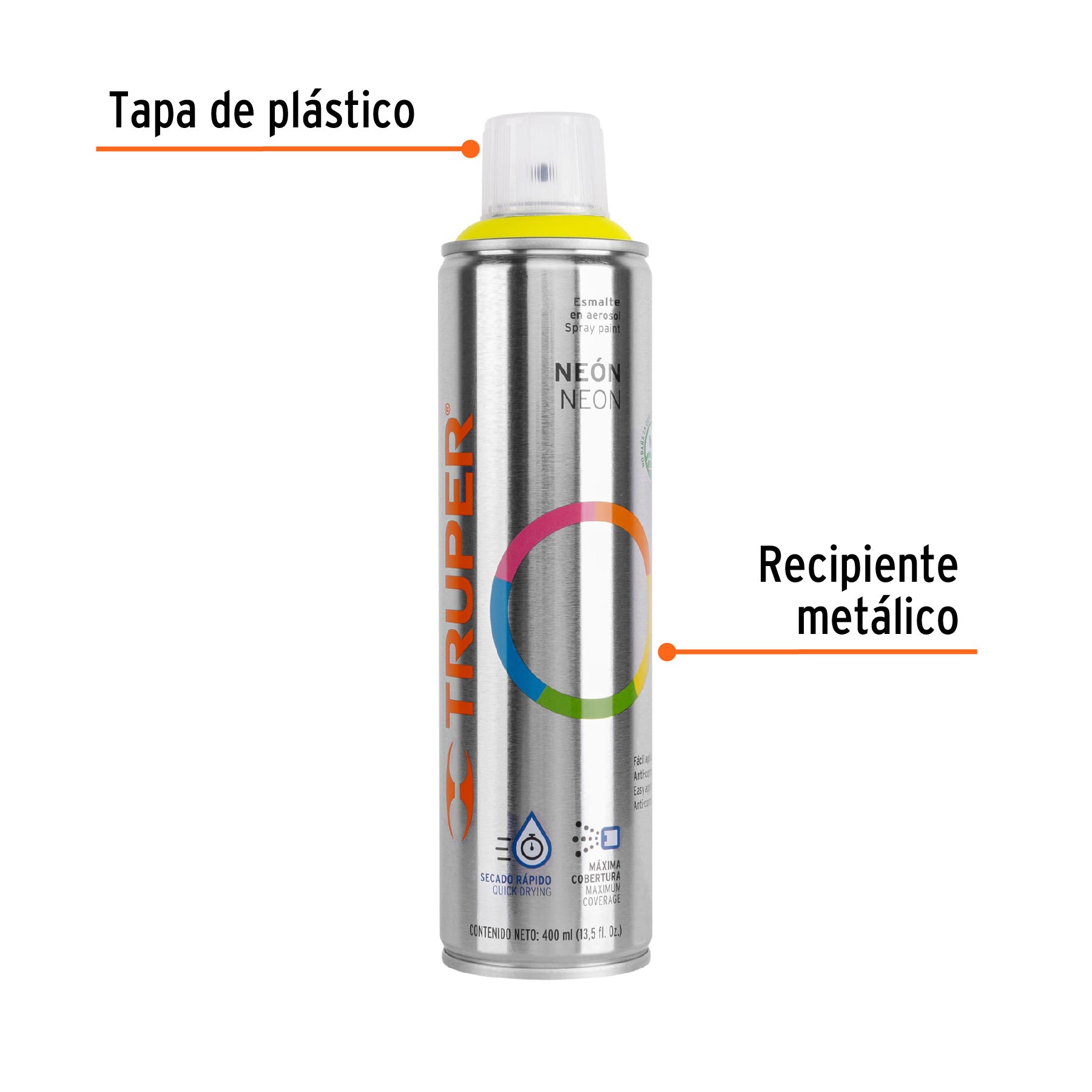 Pintura en aerosol, amarillo neón, bote esbelto, 400 ml