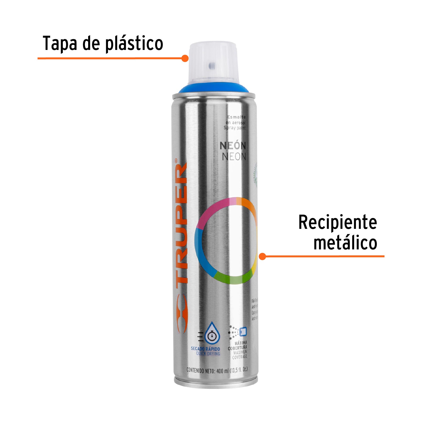 Pintura en aerosol, azul neón, bote esbelto, 400 ml