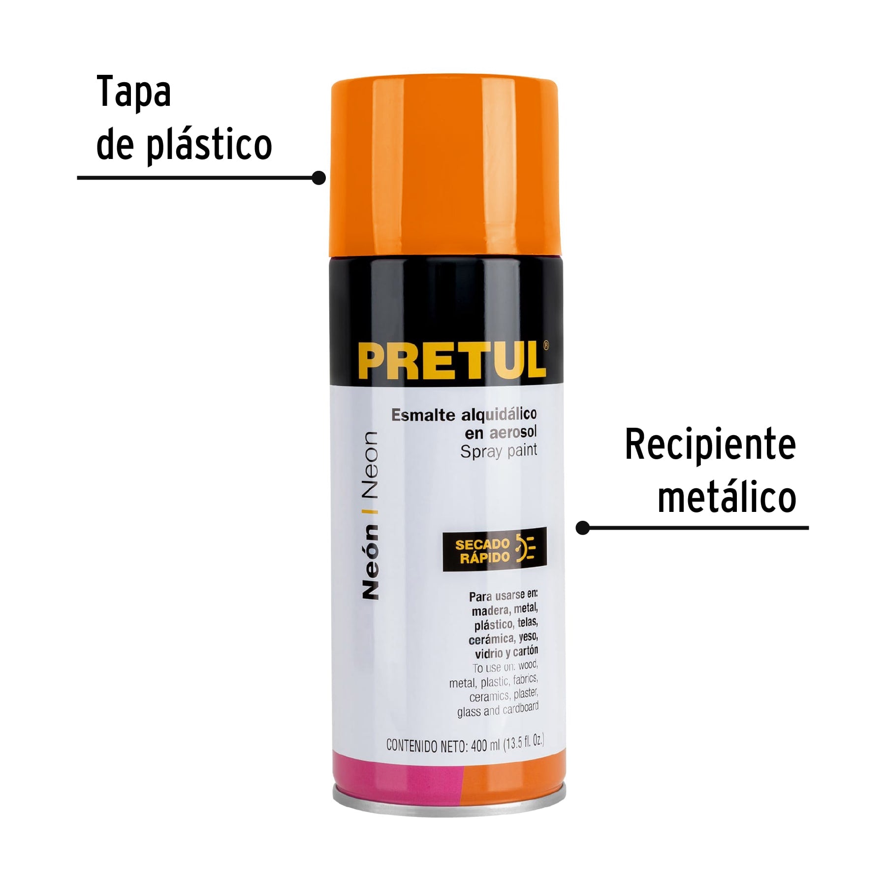 Pintura en aerosol, naranja neón, 400 ml, PRETUL