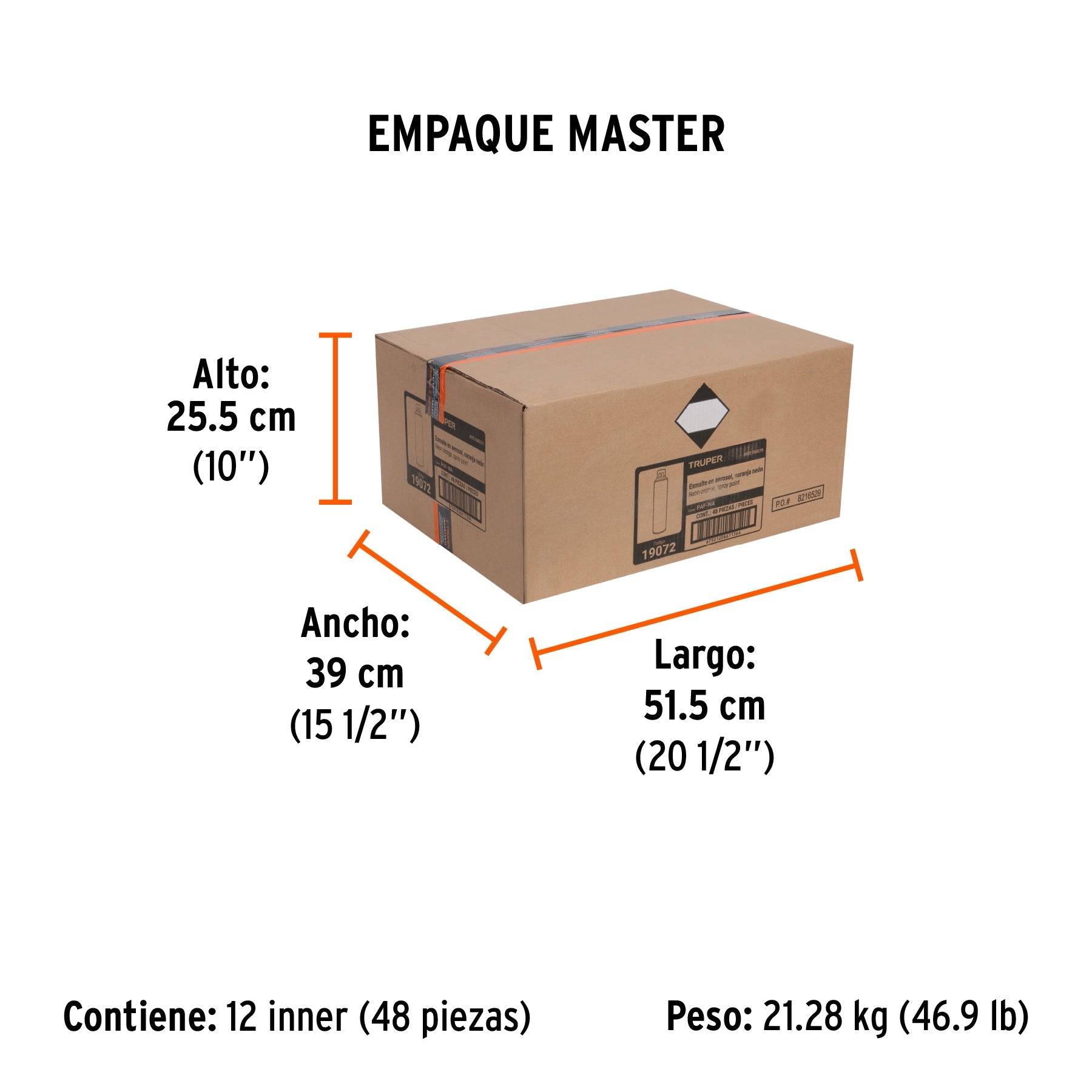 Pintura en aerosol, naranja neón, bote esbelto, 400 ml - Empaque