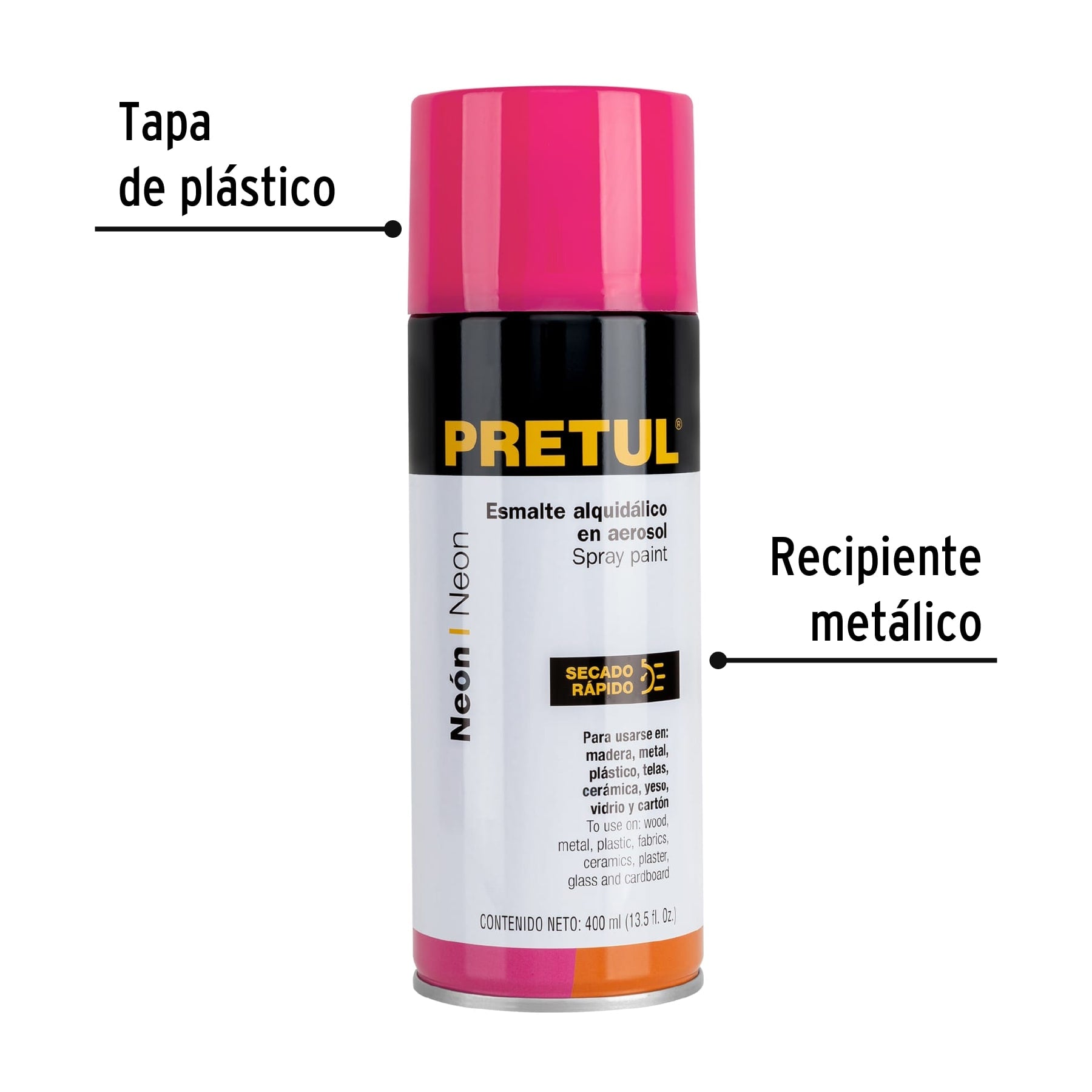 Pintura en aerosol, rosa neón, 400 ml, PRETUL