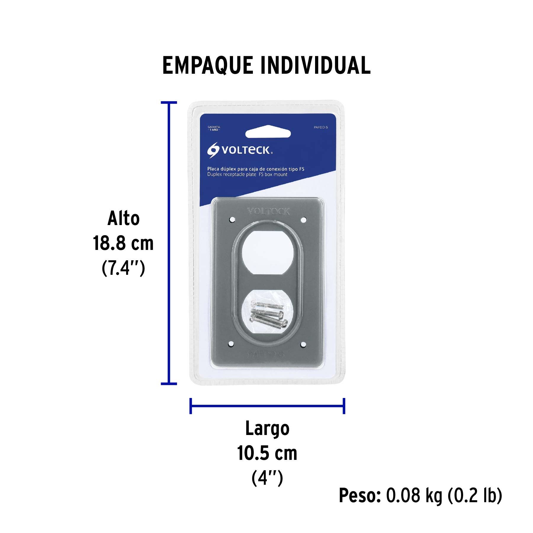 Placa tipo FS, doble, de sobreponer, VOLTECK - Empaque