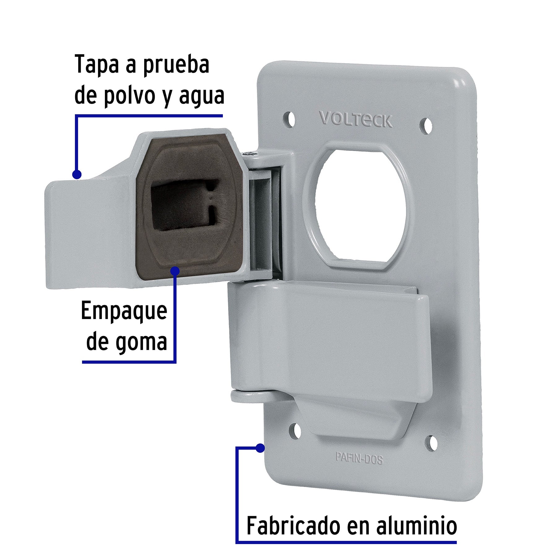 Placa tipo FS, con cubierta, doble, sobreponer, VOLTECK