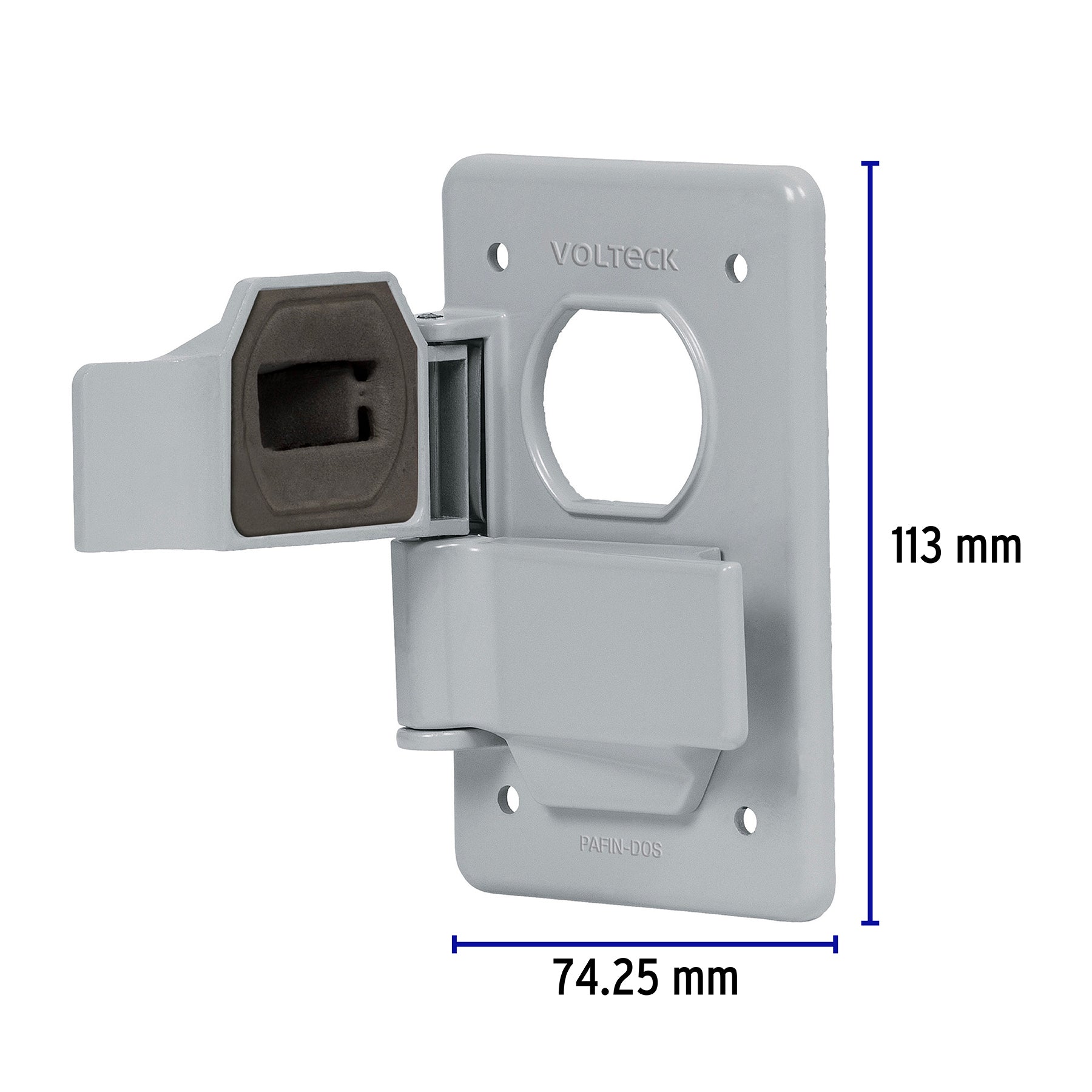Placa tipo FS, con cubierta, doble, sobreponer, VOLTECK