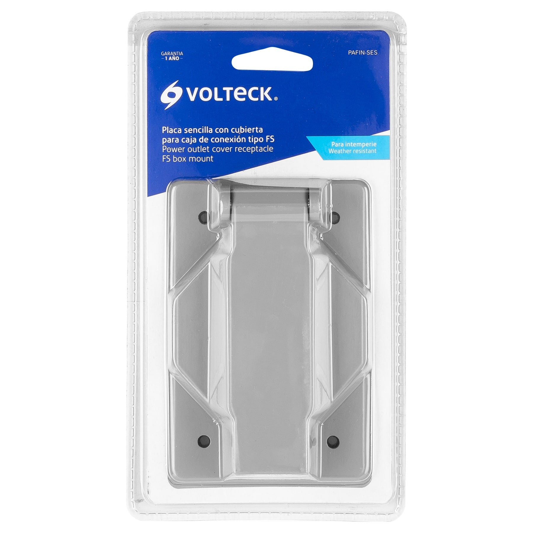 Placa tipo FS con cubierta, sencilla, sobreponer, VOLTECK