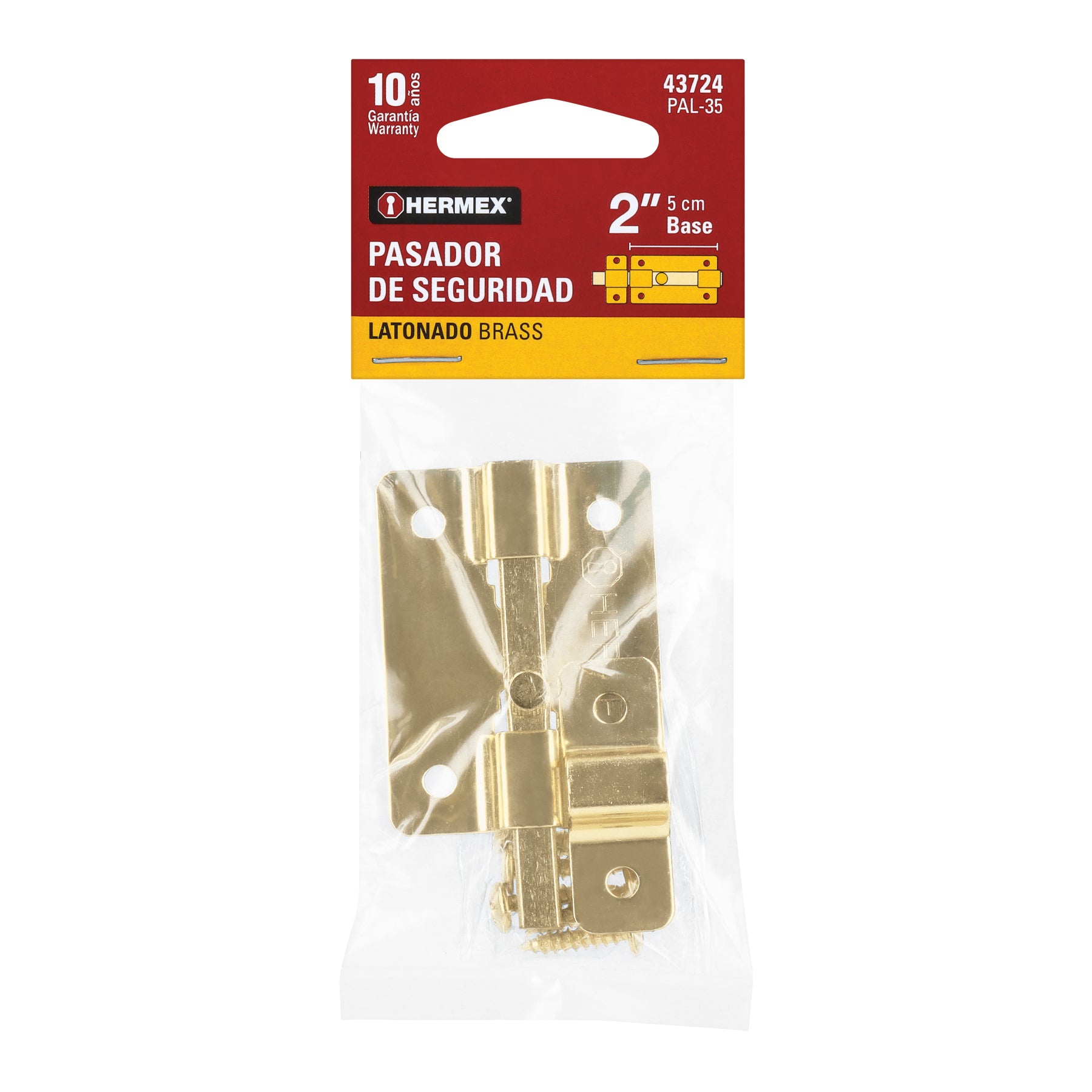 Pasador de barra plana 2" acabado latón, HERMEX