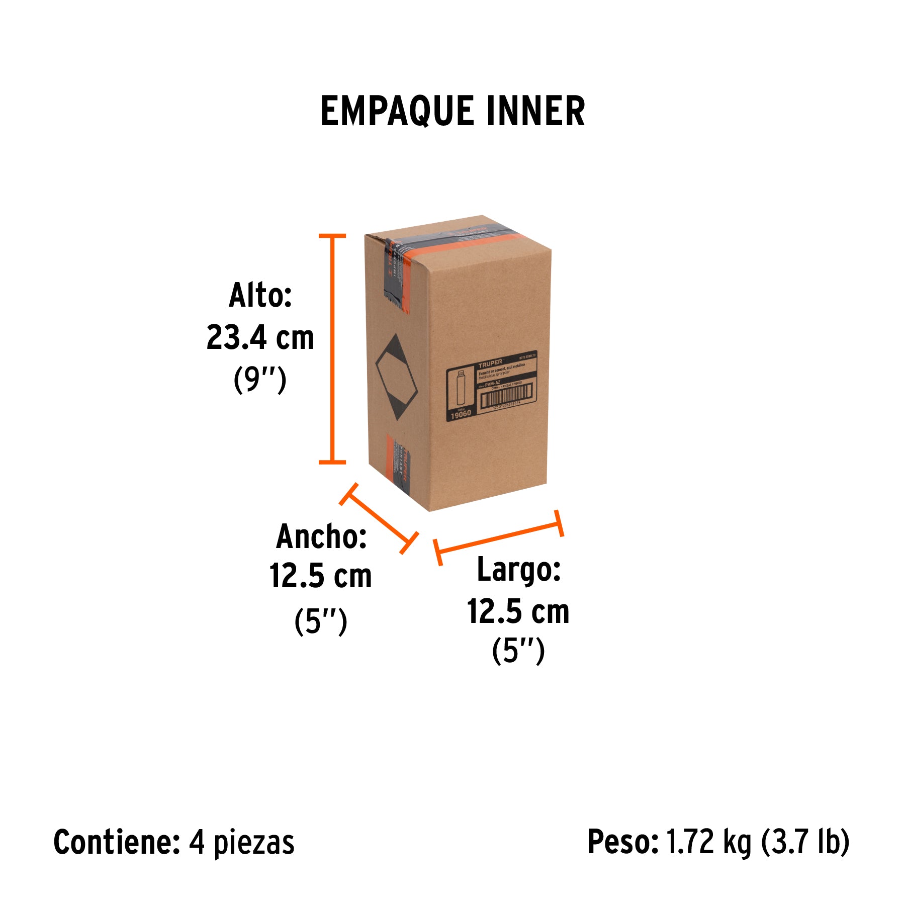 Pintura en aerosol, azul metálico, bote esbelto, 400 ml - Empaque