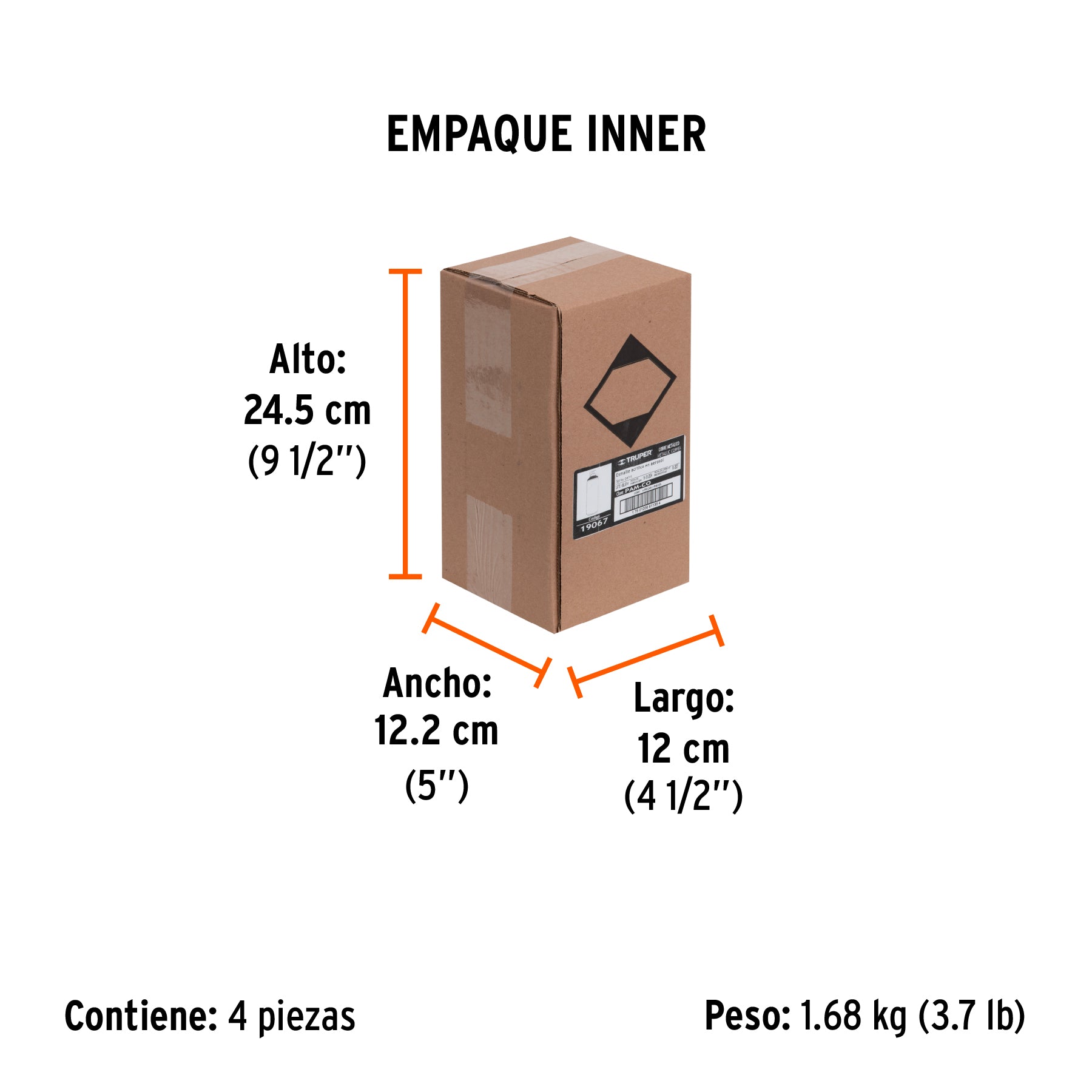 Pintura en aerosol, cobre metálico, bote esbelto, 400 ml - Empaque