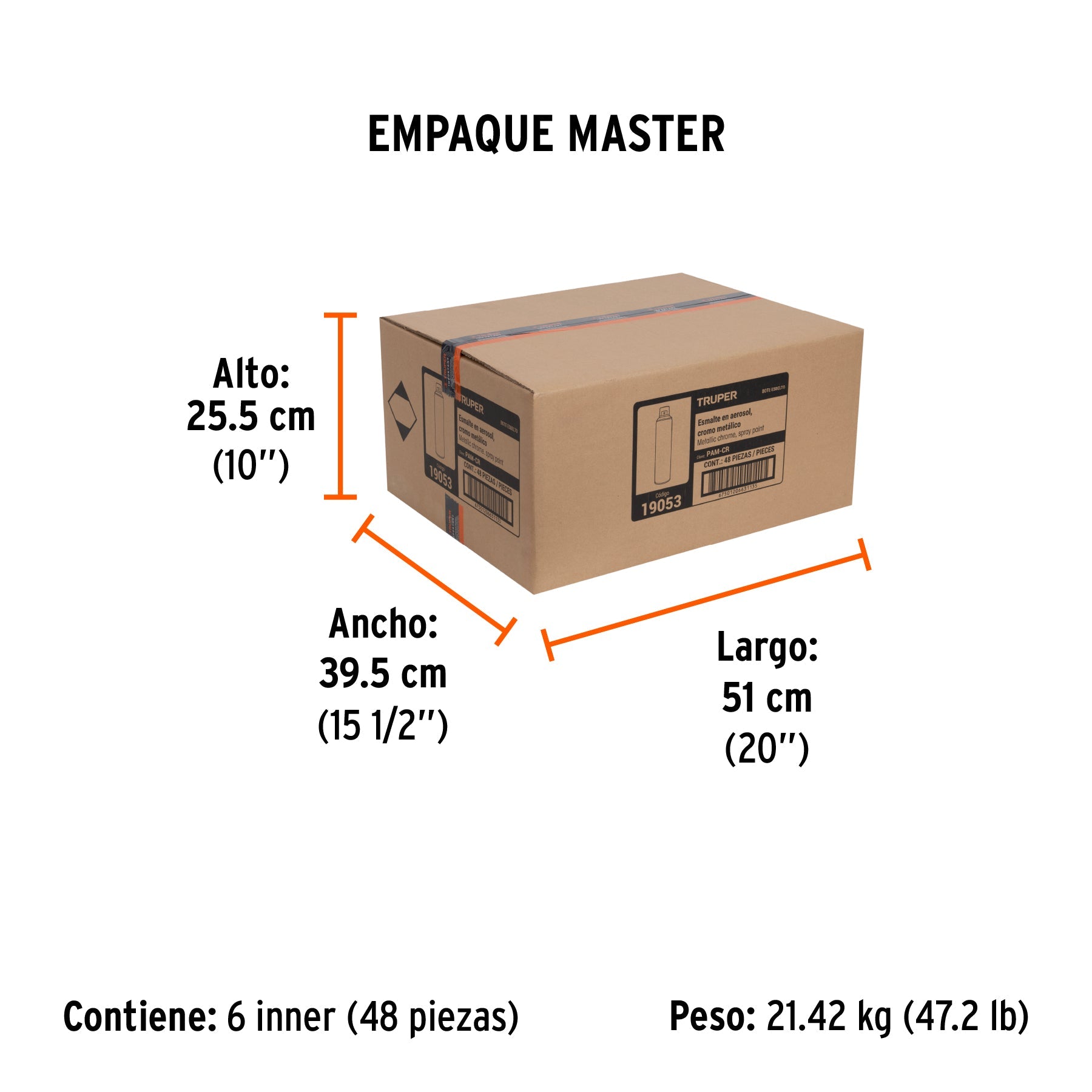 Pintura en aerosol, cromo metálico, bote esbelto, 400 ml - Empaque