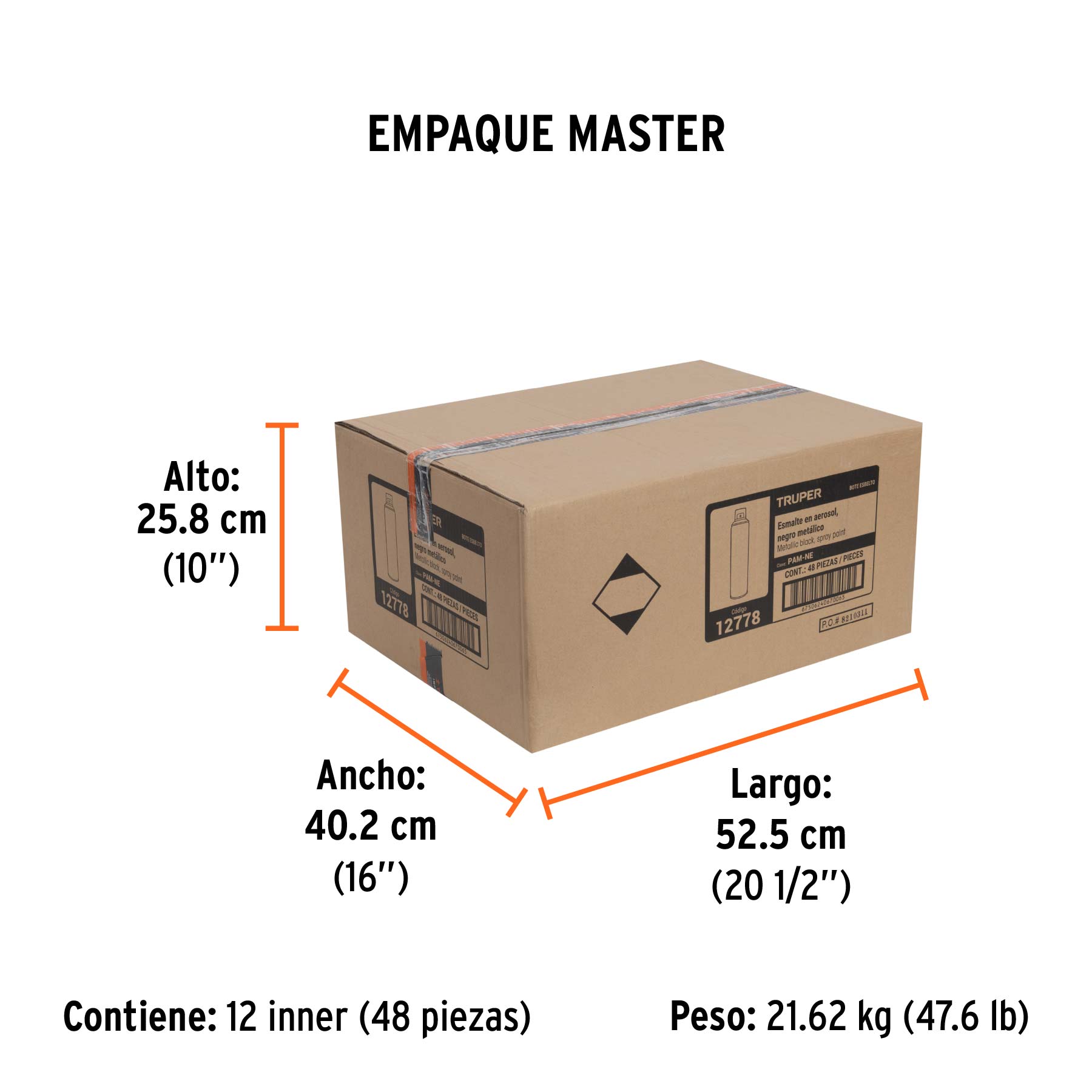 Pintura en aerosol, negro metálico, bote esbelto, 400 ml - Empaque