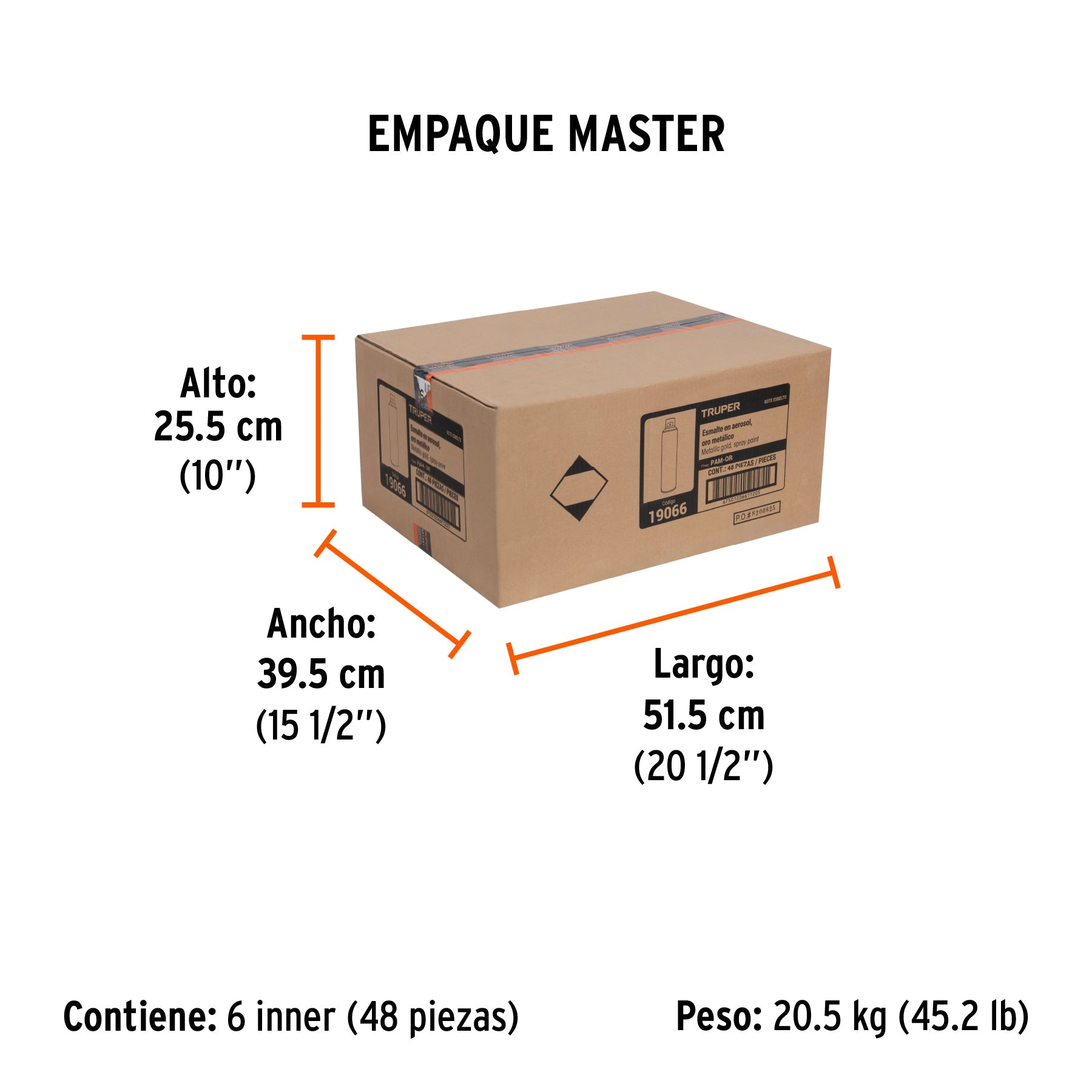 Pintura en aerosol, oro metálico, bote esbelto, 400 ml - Empaque