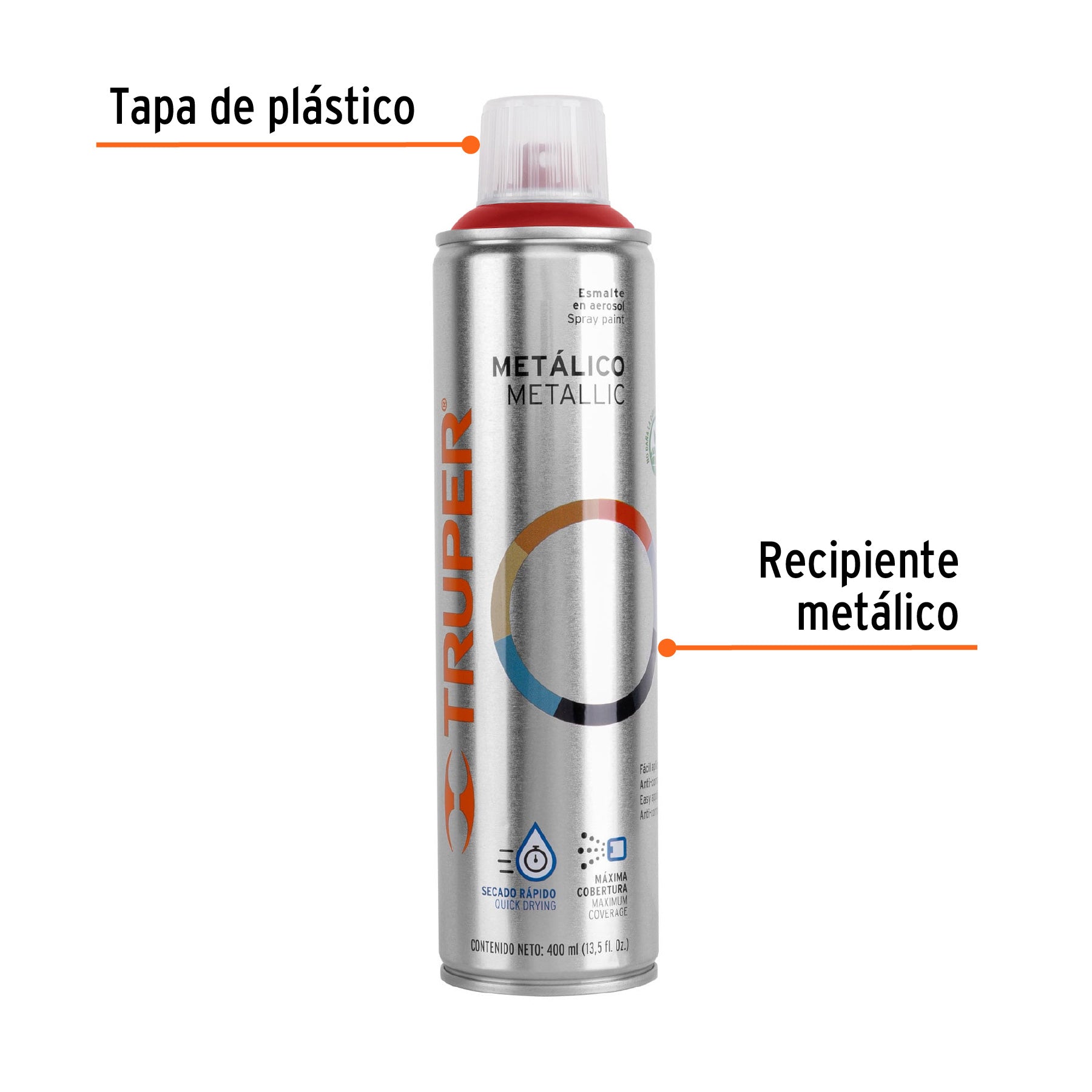 Pintura en aerosol, rojo metálico, bote esbelto, 400 ml