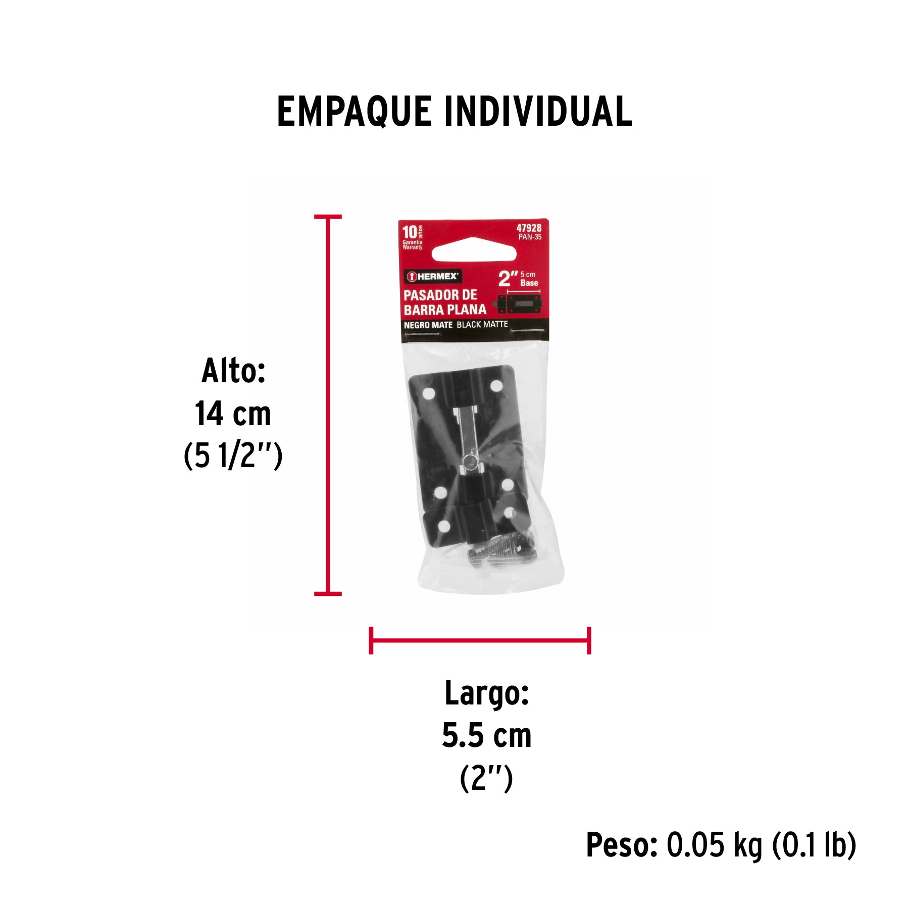 Pasador de barra plana 2", negro, HERMEX - Empaque