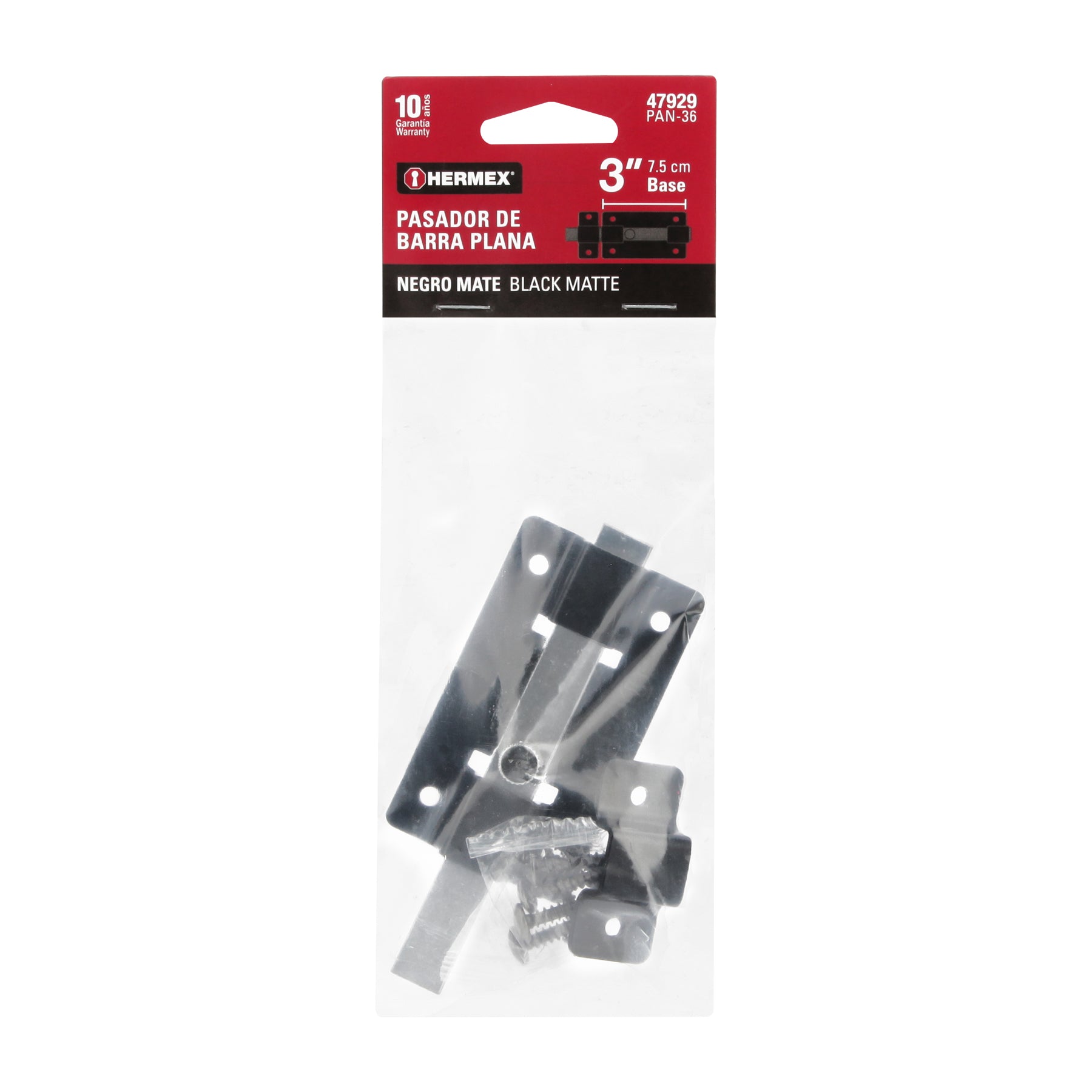 Pasador de barra plana 3", negro, HERMEX