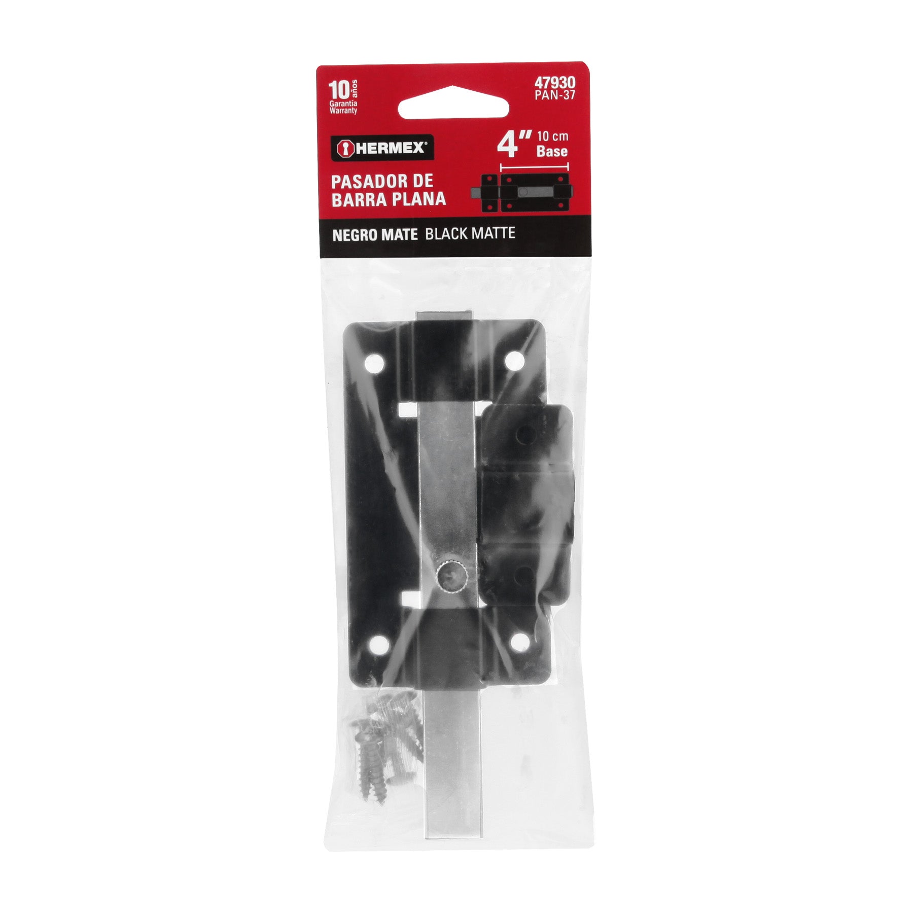 Pasador de barra plana 4", negro, HERMEX