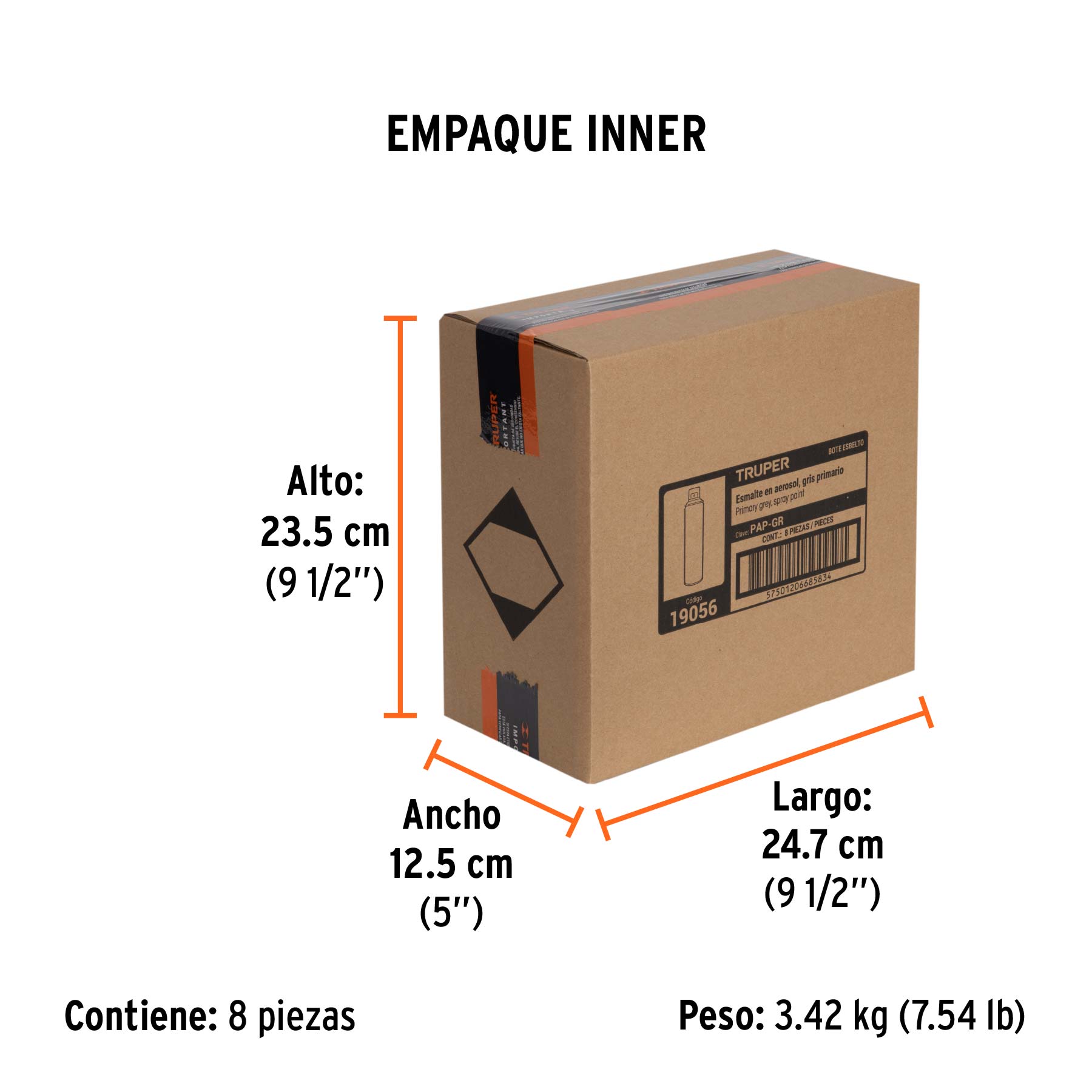 Pintura en aerosol, gris primario, bote esbelto, 400 ml - Empaque