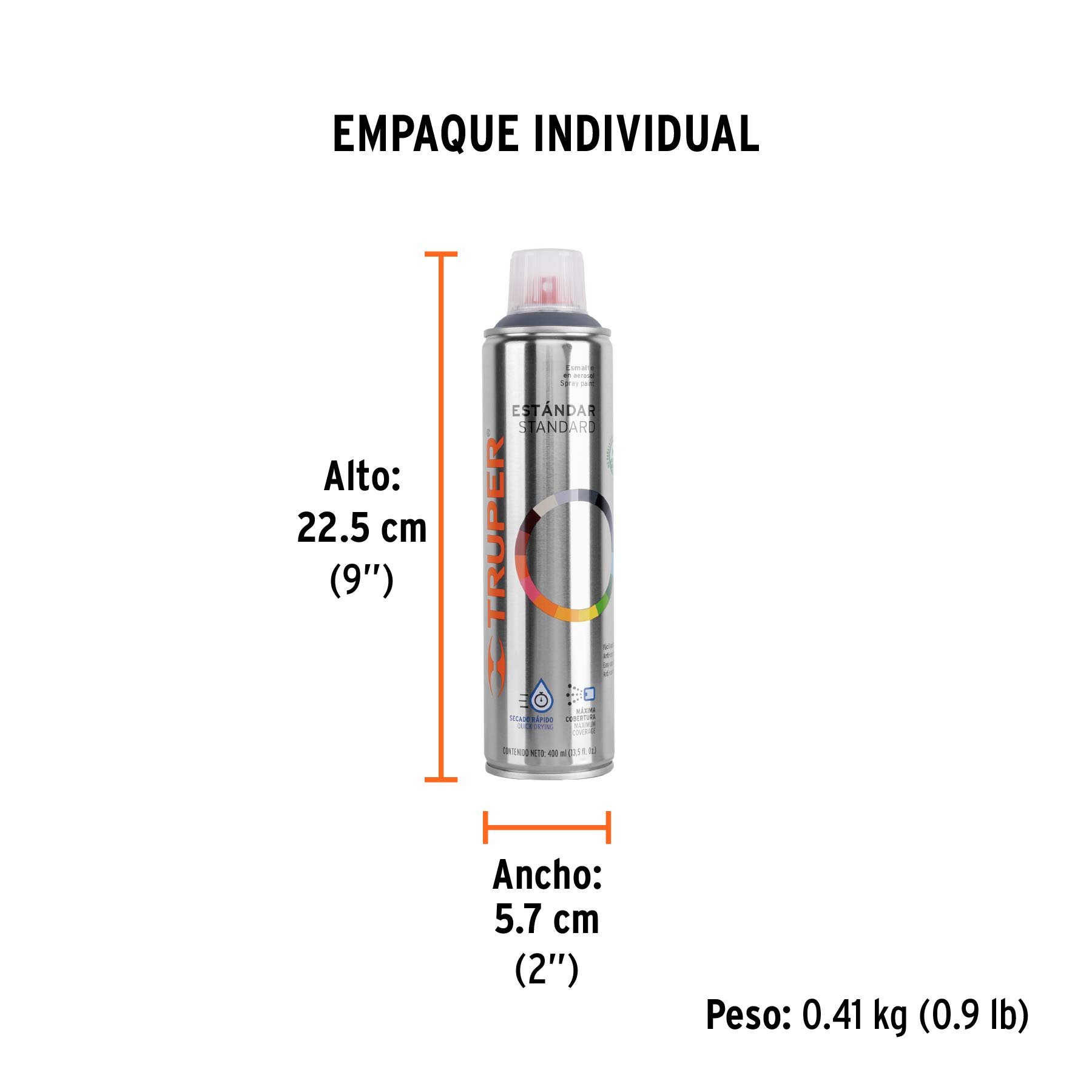 Pintura en aerosol, gris primario, bote esbelto, 400 ml - Empaque