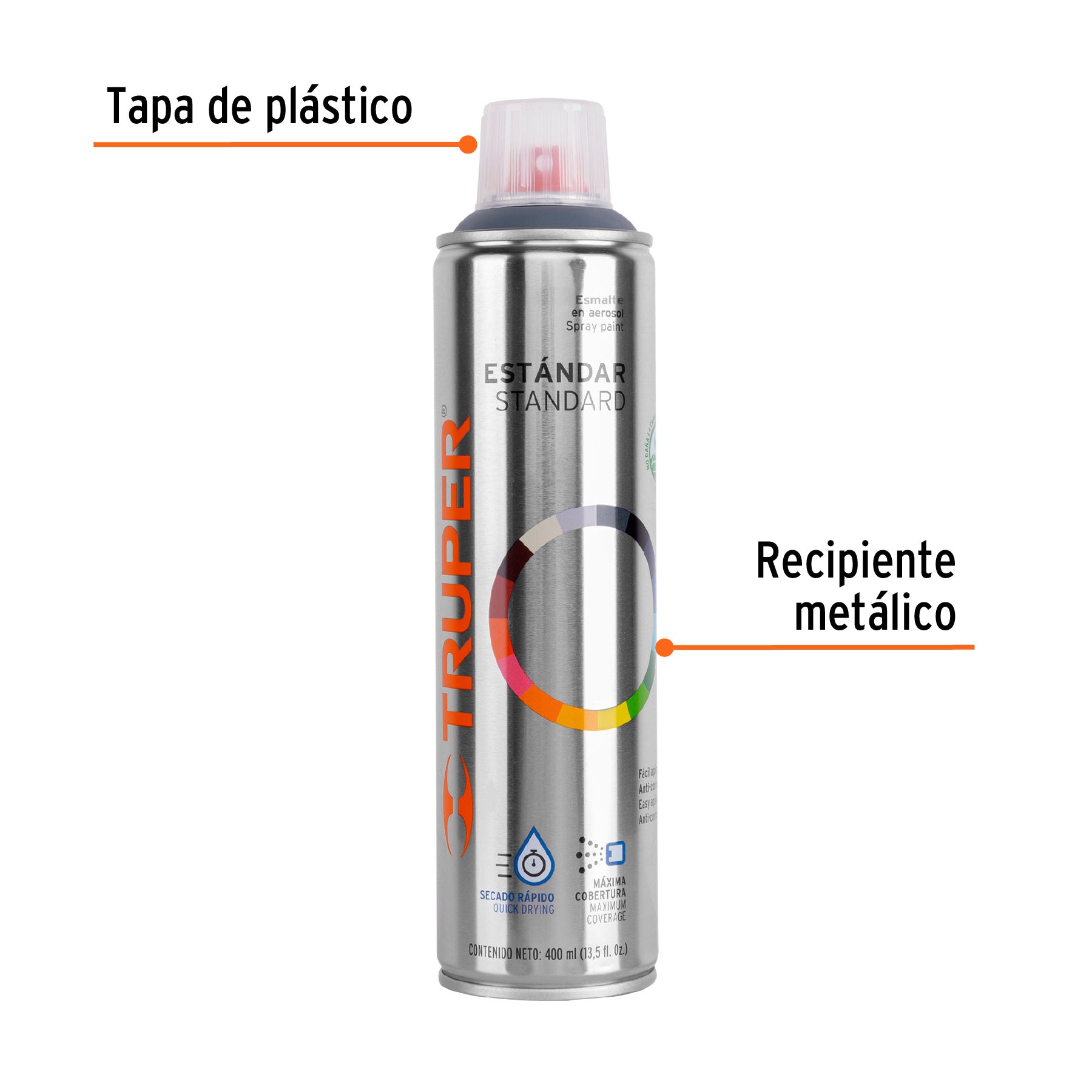 Pintura en aerosol, gris primario, bote esbelto, 400 ml