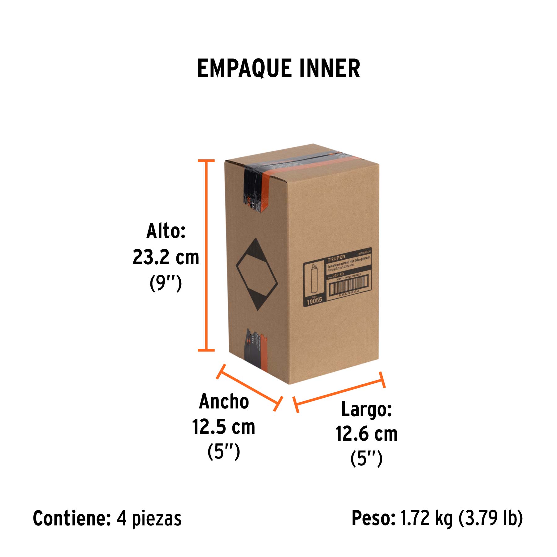Pintura en aerosol, rojo primario, bote esbelto, 400ml - Empaque