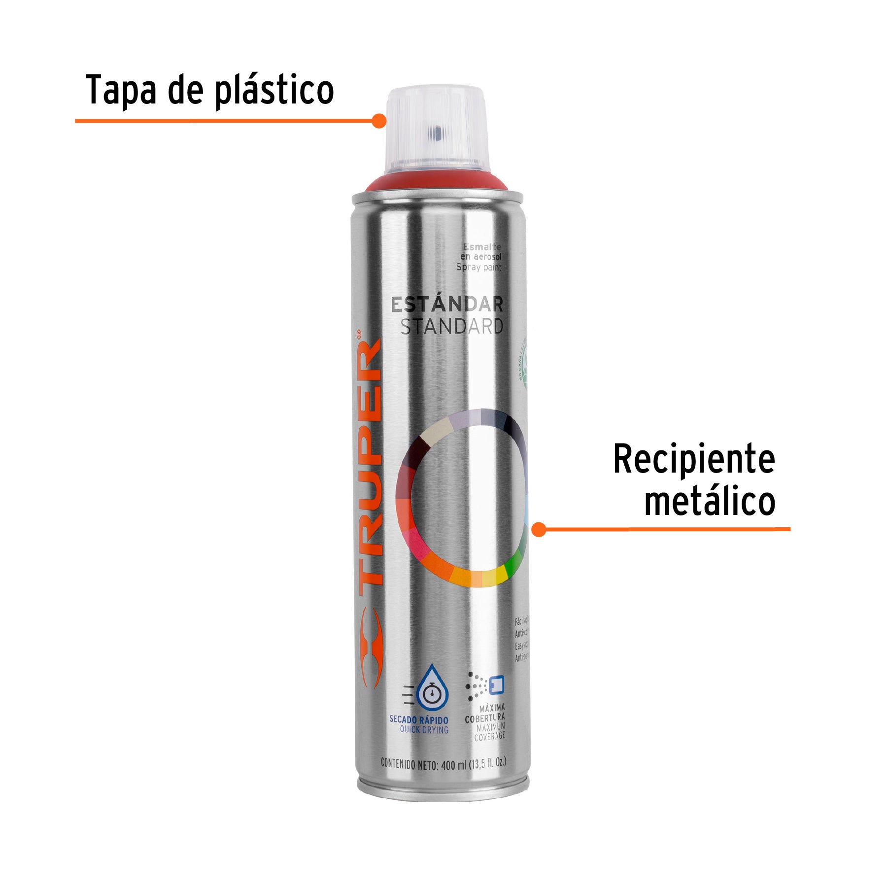 Pintura en aerosol, rojo primario, bote esbelto, 400ml