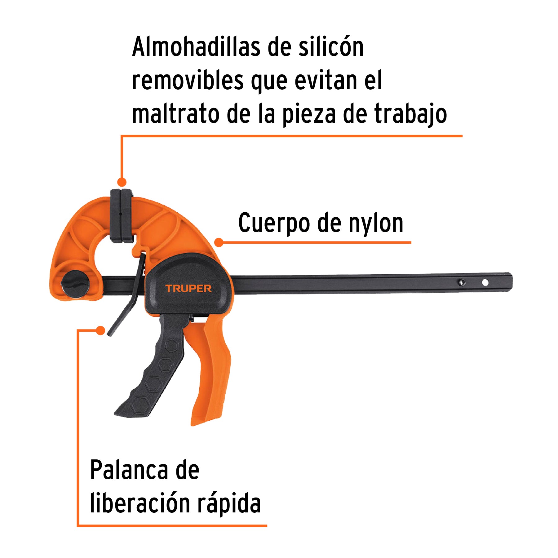 Prensa de ajuste rápido de 12"con cuerpo de nylon, TRUPER