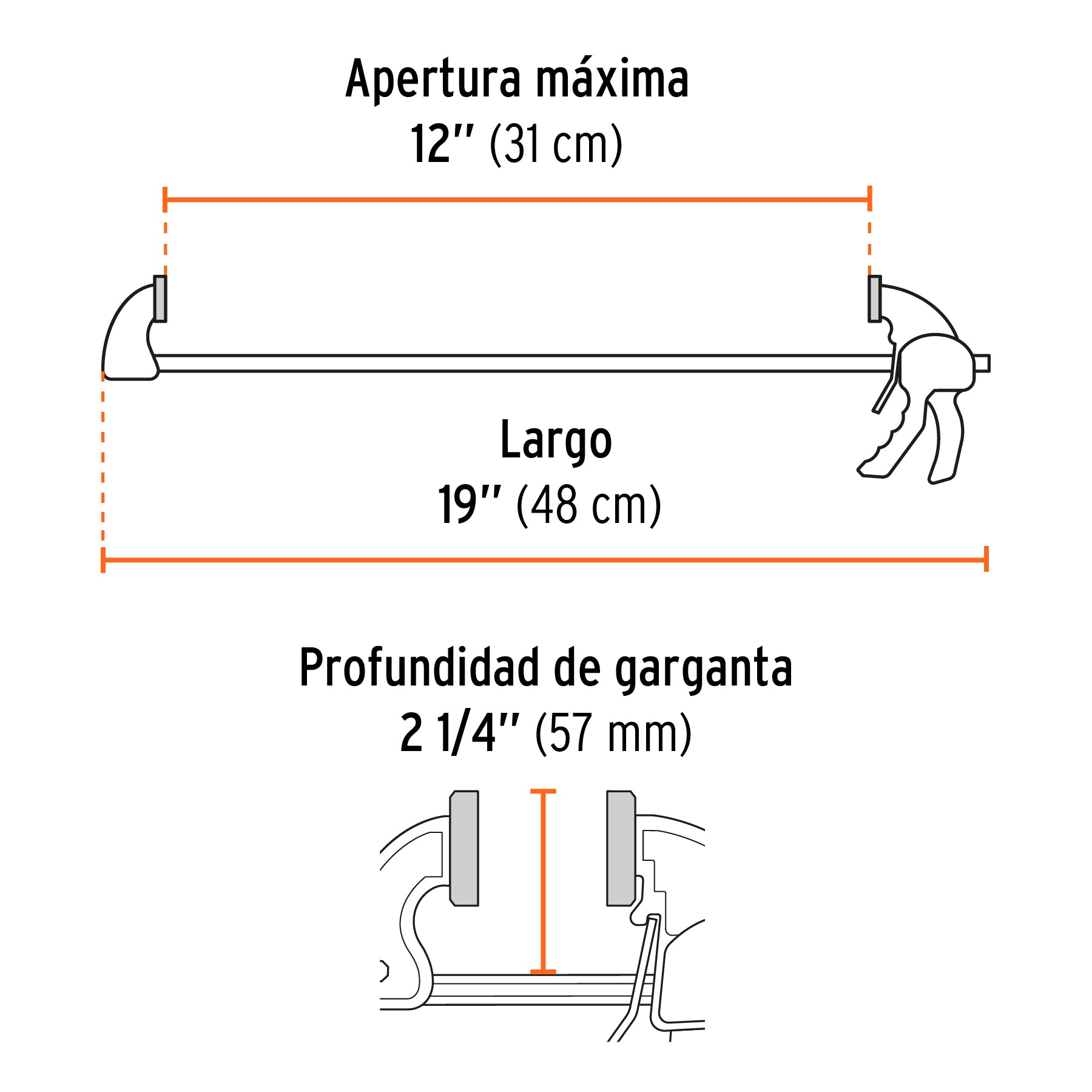 Prensa de ajuste rápido de 12"con cuerpo de nylon, TRUPER