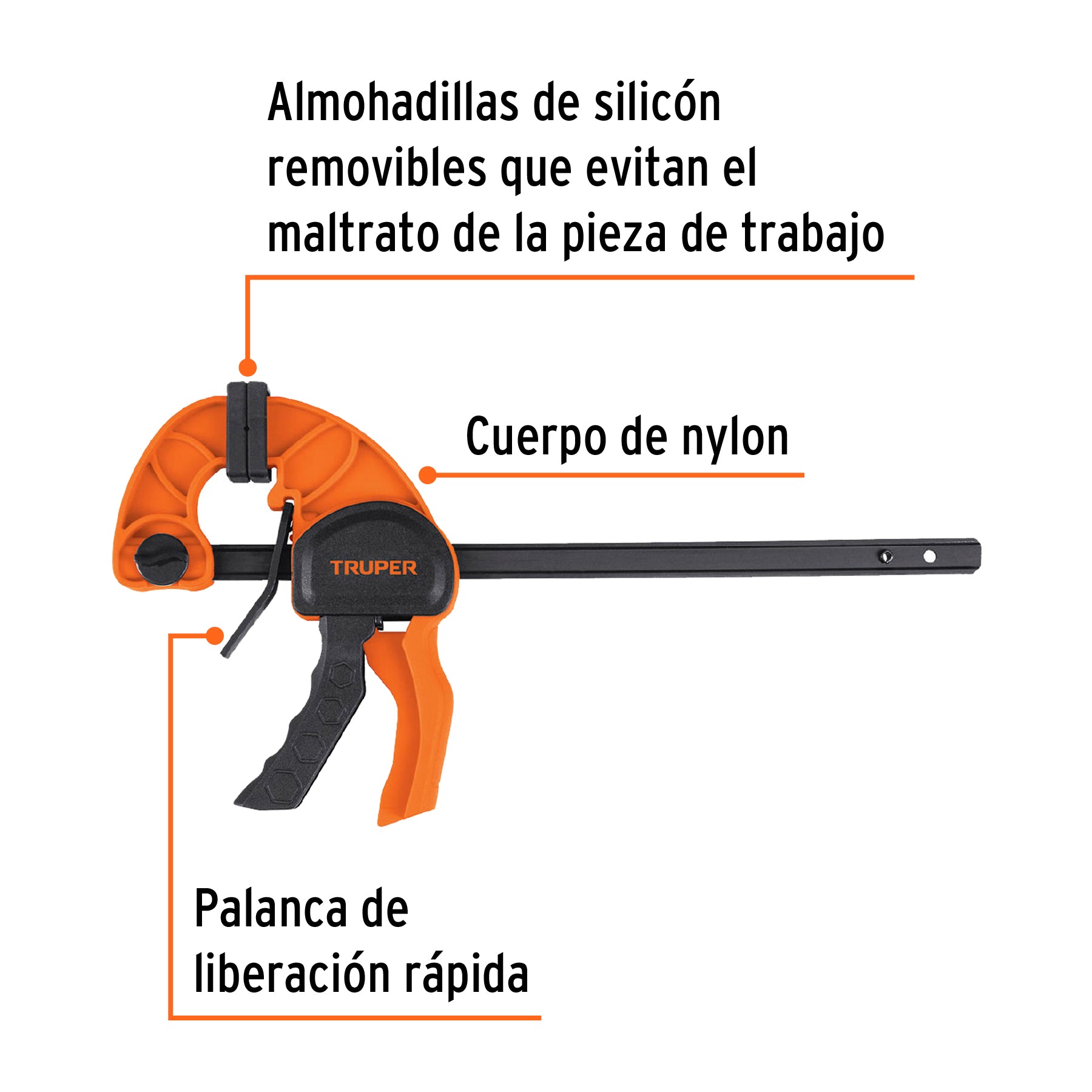 Prensa de ajuste rápido de 6"con cuerpo de nylon, TRUPER