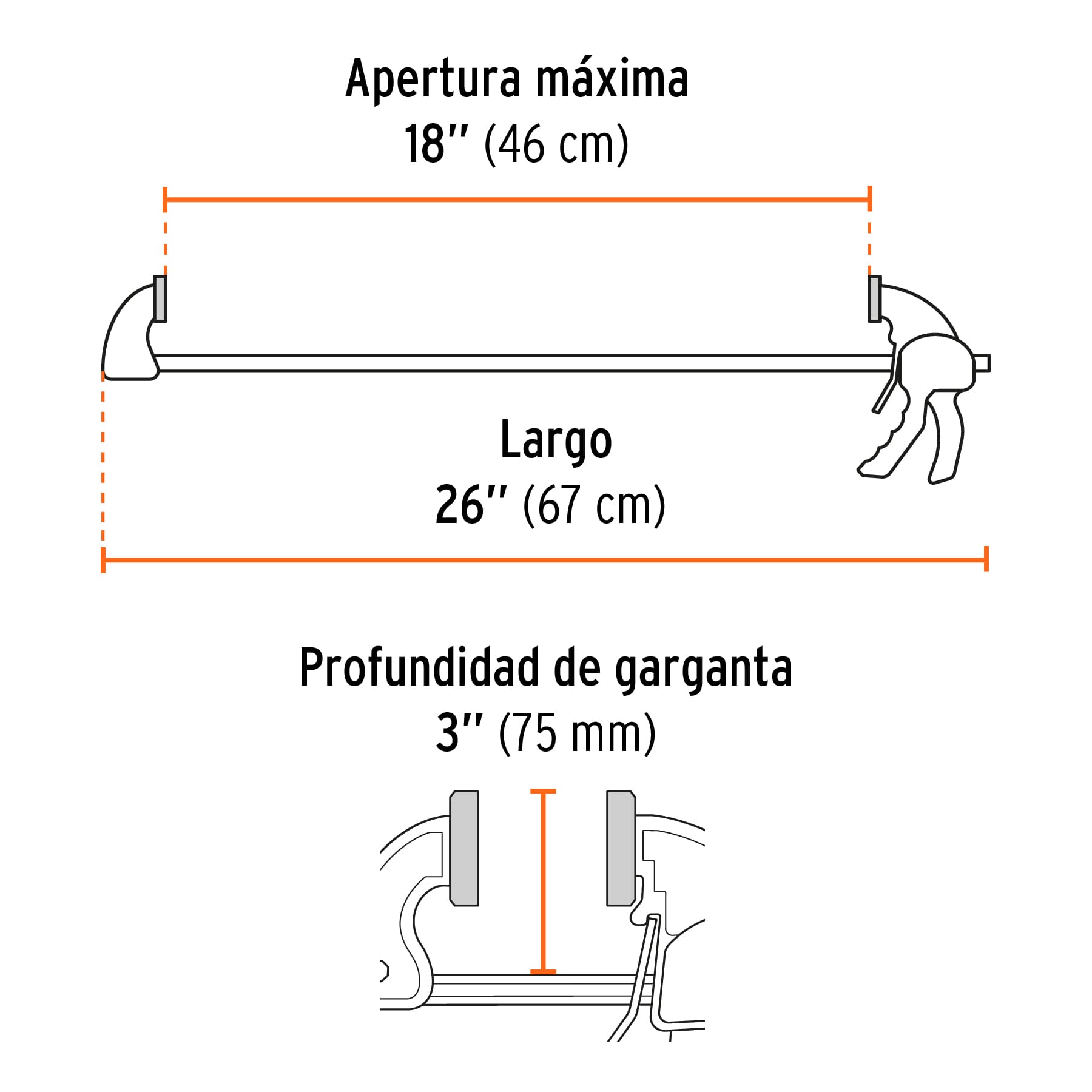 Prensa con ajuste rápido 18", uso rudo, TRUPER EXPERT