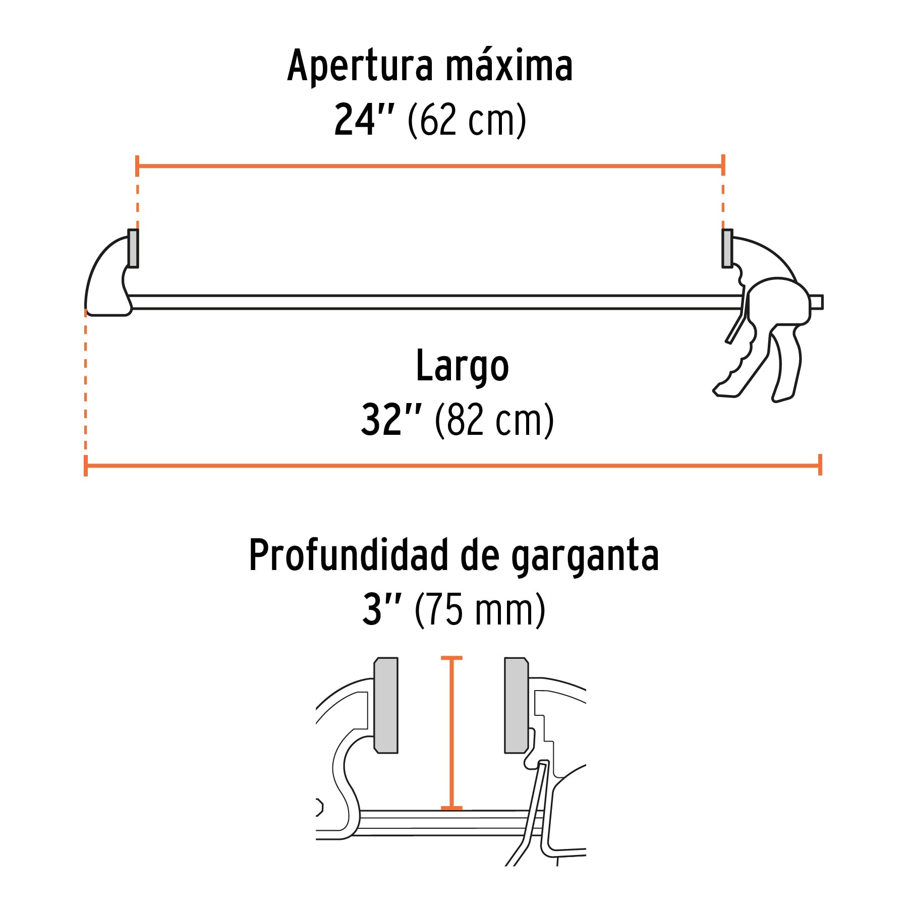 Prensa de ajuste rápido 24" uso rudo, cuerpo nylon, EXPERT