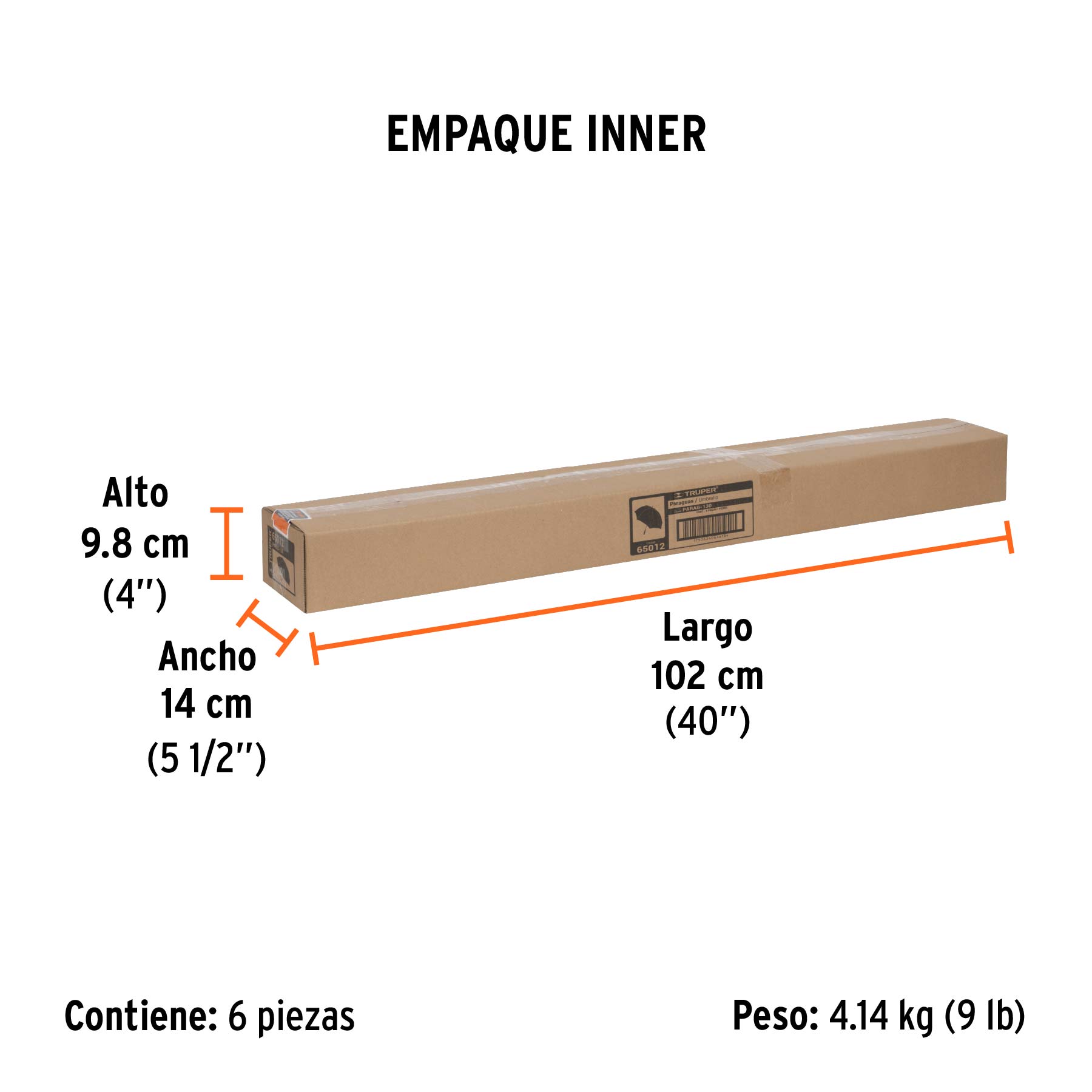 Paraguas de 135 cm, TRUPER - Empaque