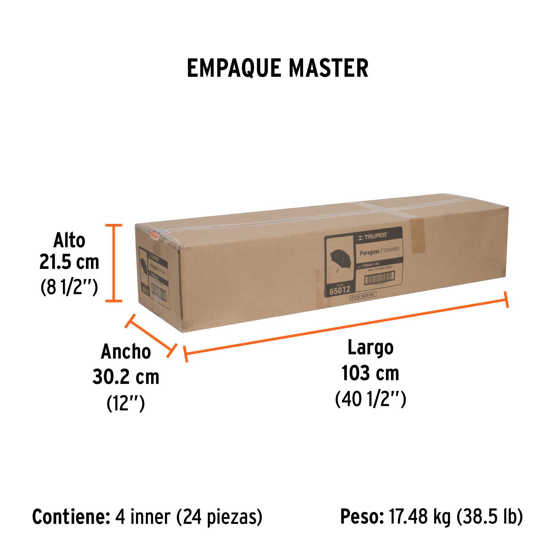 Paraguas de 135 cm, TRUPER - Empaque