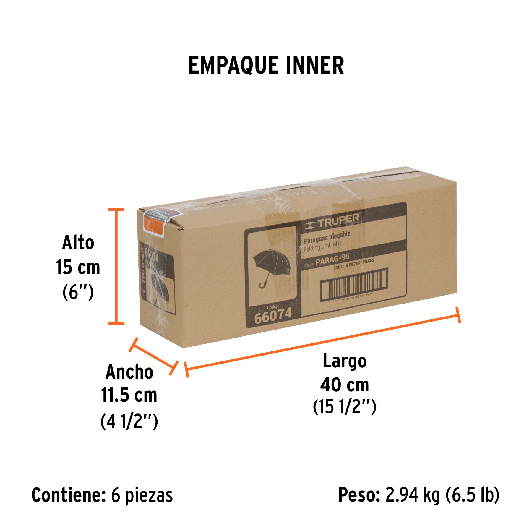 Paraguas compacto de 100 cm, TRUPER - Empaque