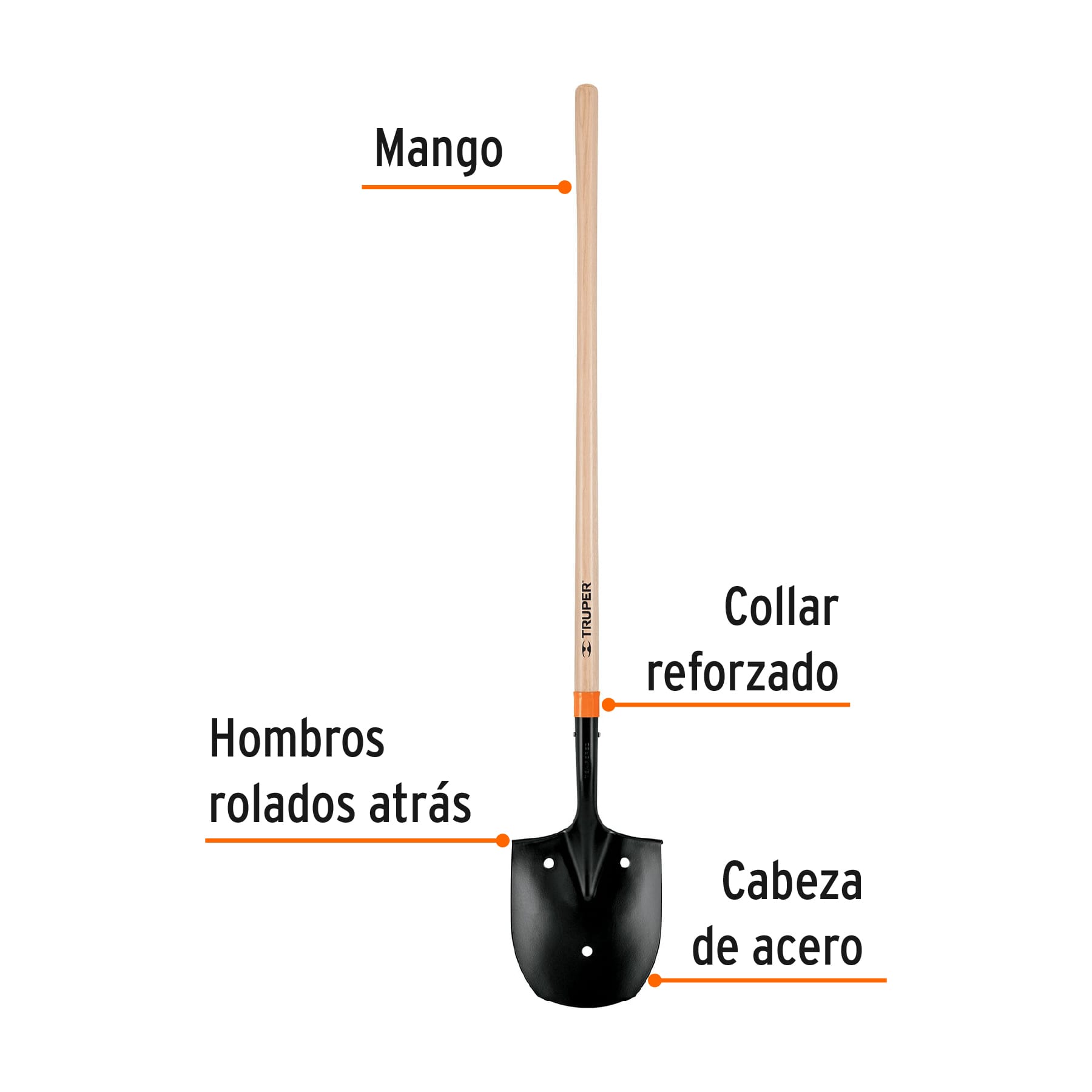 Pala irrigación T-2000 3 perforaciones, arrocera, mango 45"