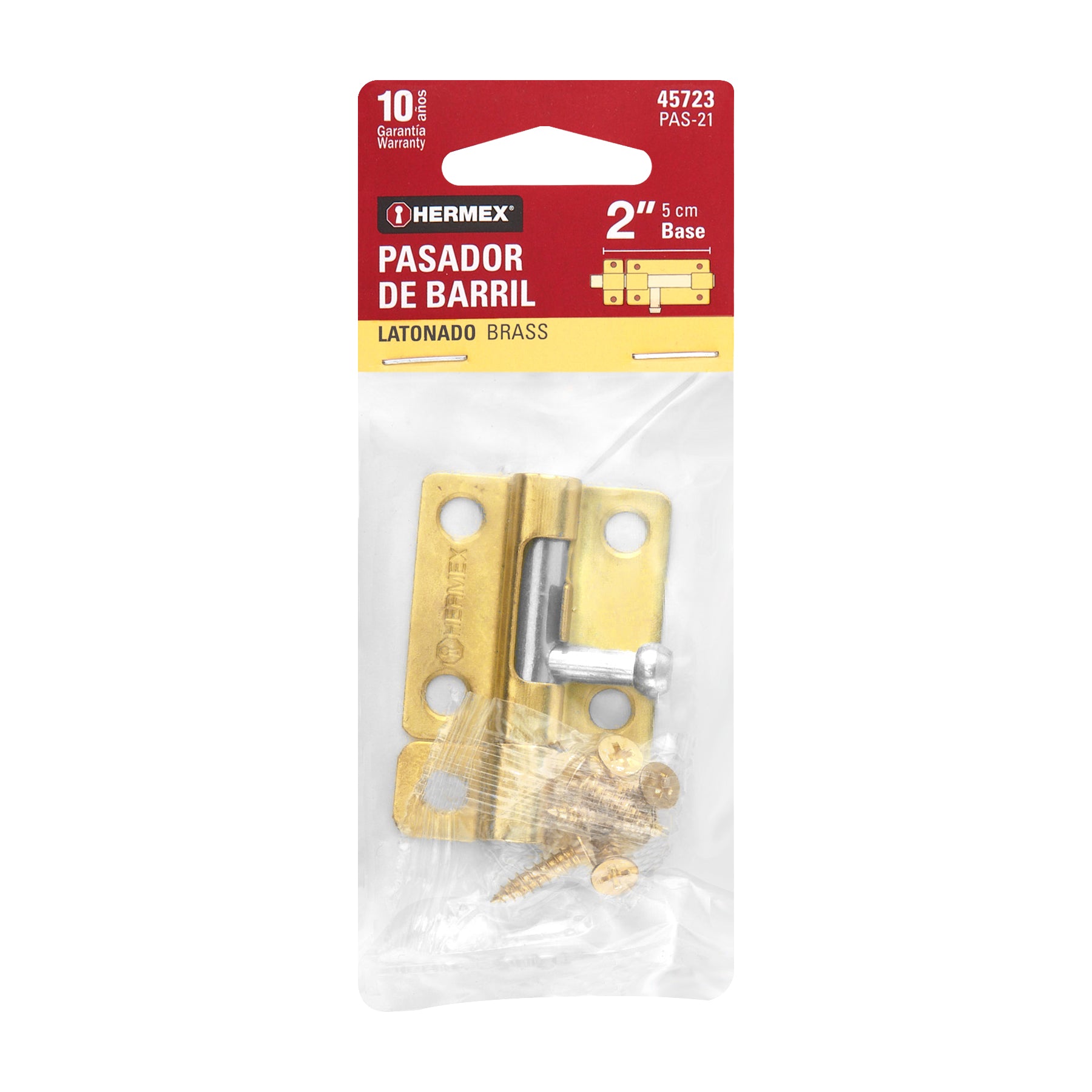 Pasador de barril de acero latón 2", HERMEX