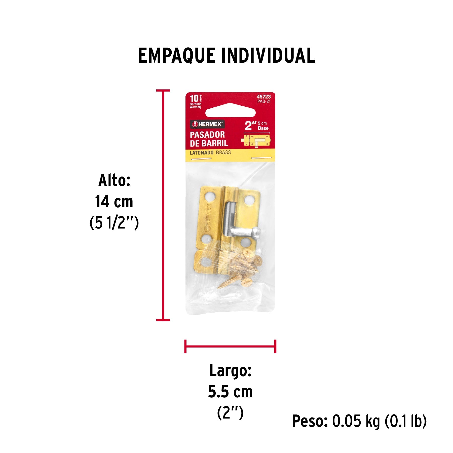 Pasador de barril de acero latón 2", HERMEX - Empaque