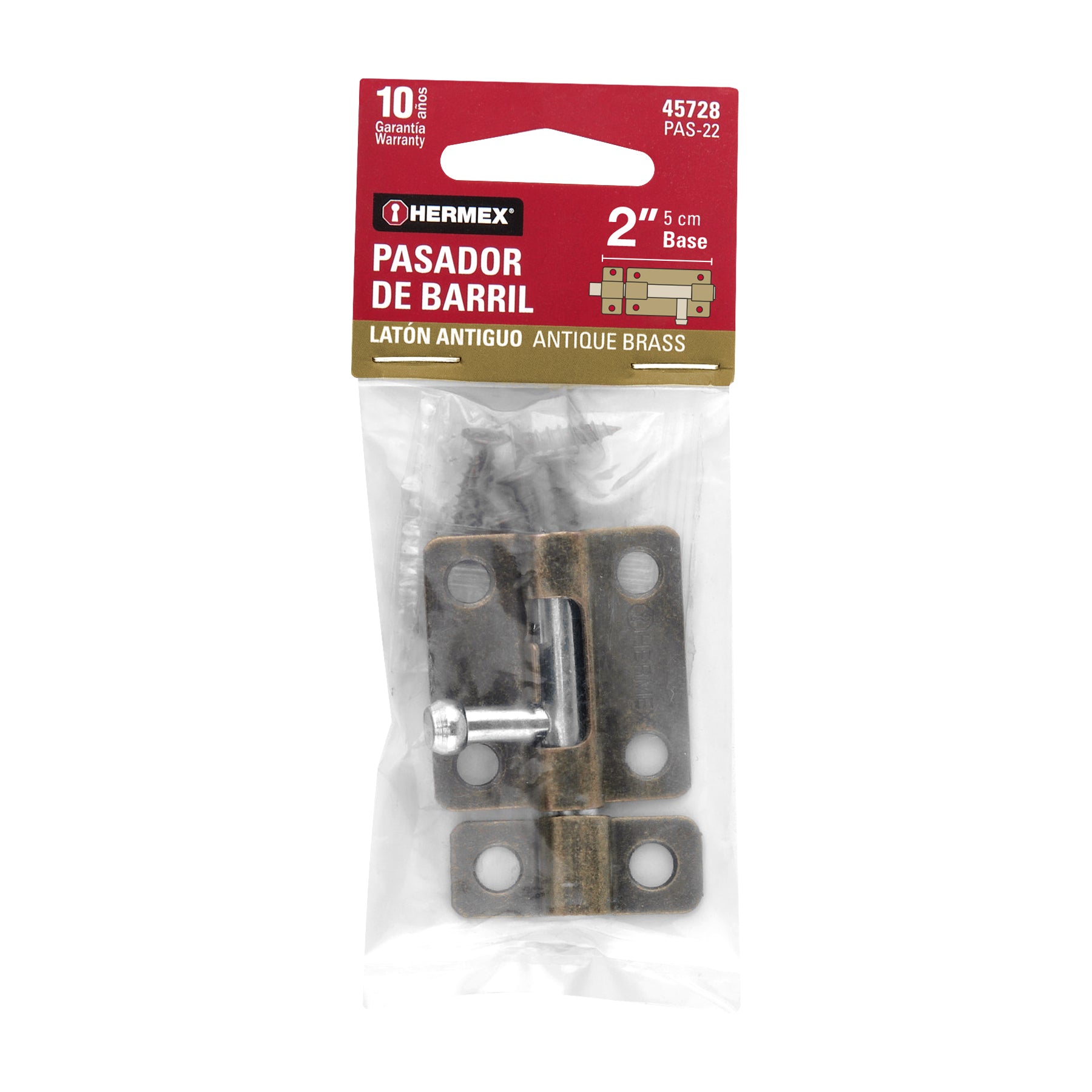 Pasador de barril de acero latón antiguo 2", HERMEX
