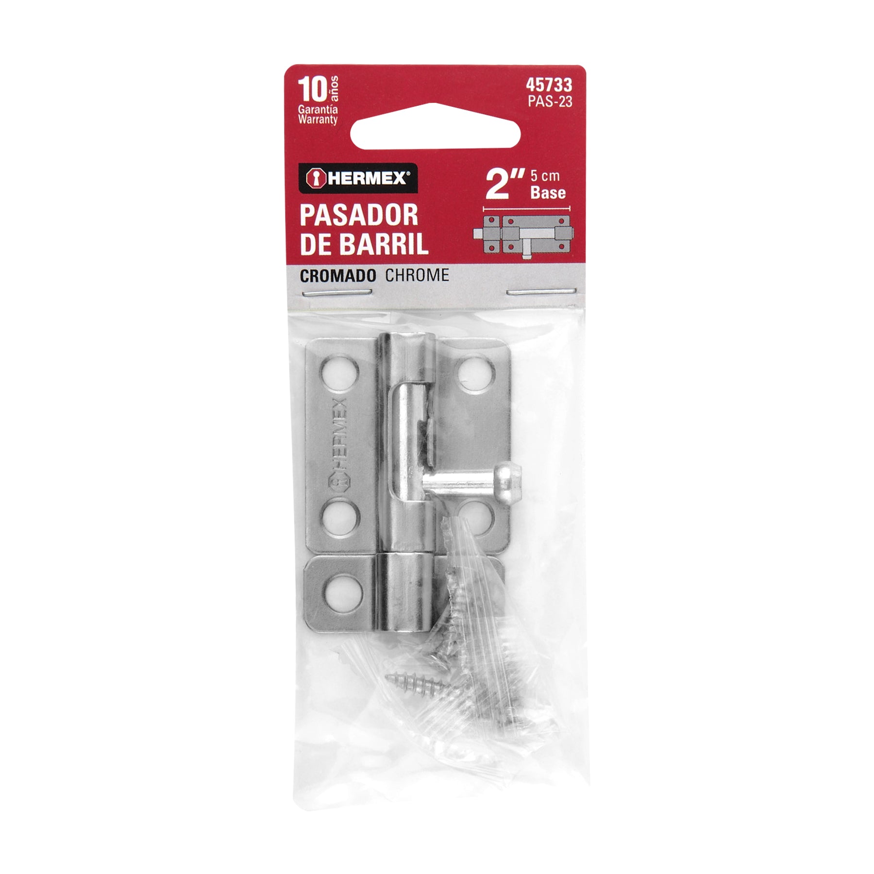 Pasador de barril de acero cromo 2", HERMEX