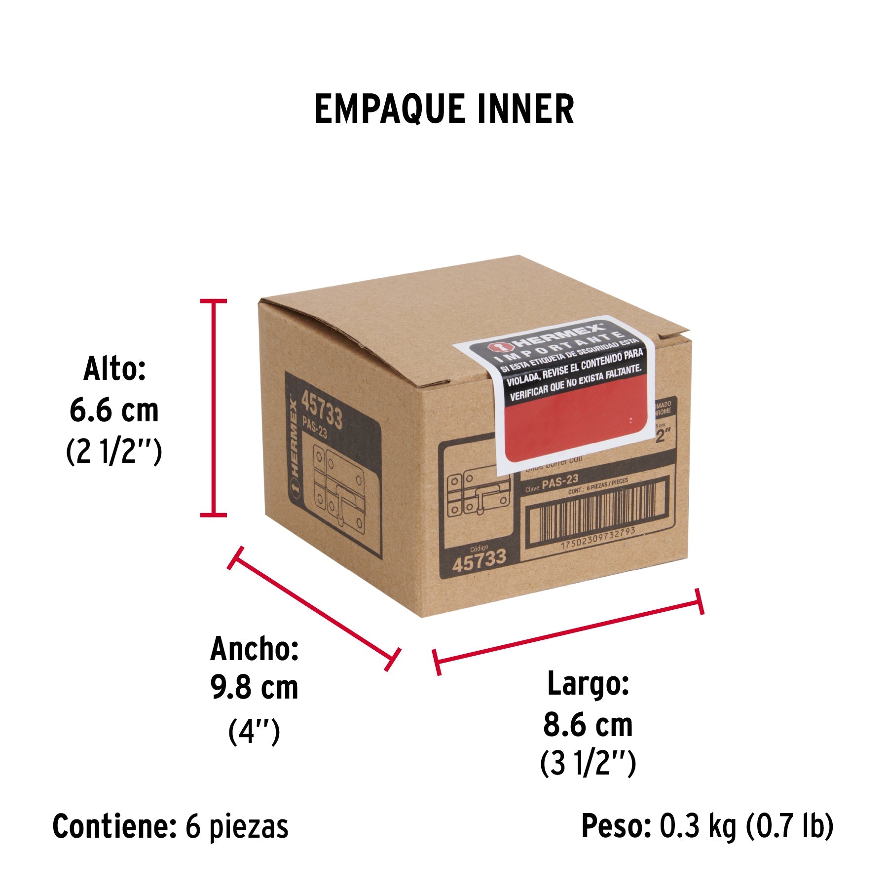 Pasador de barril de acero cromo 2", HERMEX - Empaque