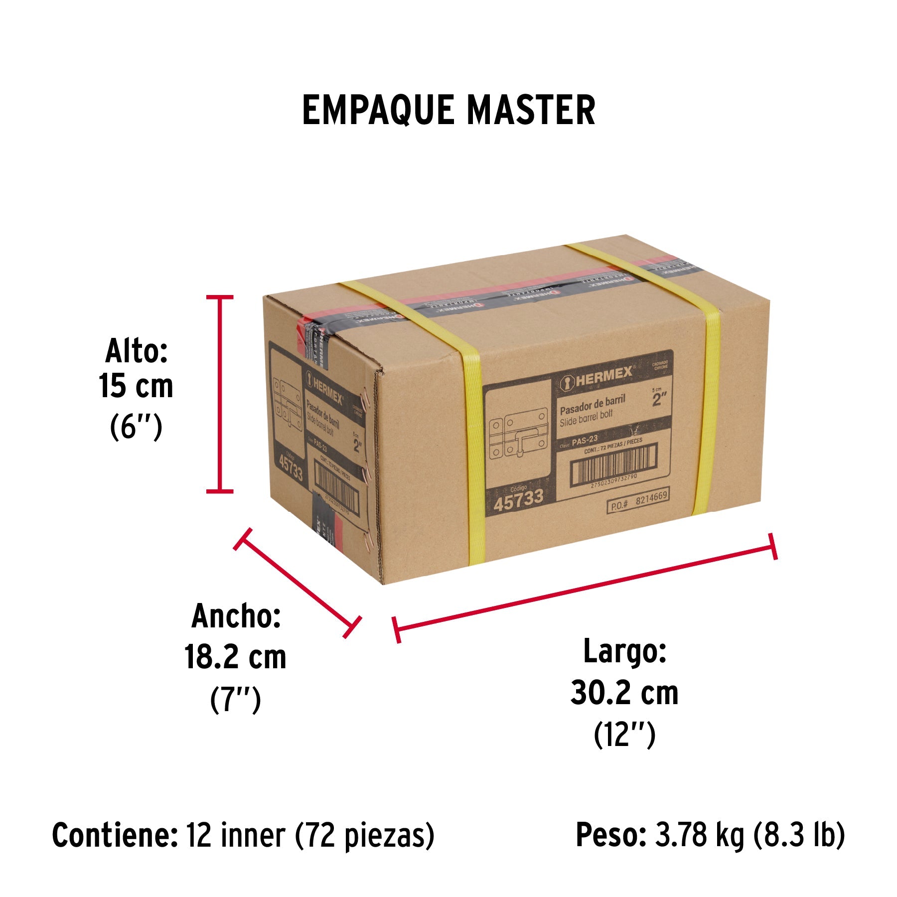 Pasador de barril de acero cromo 2", HERMEX - Empaque