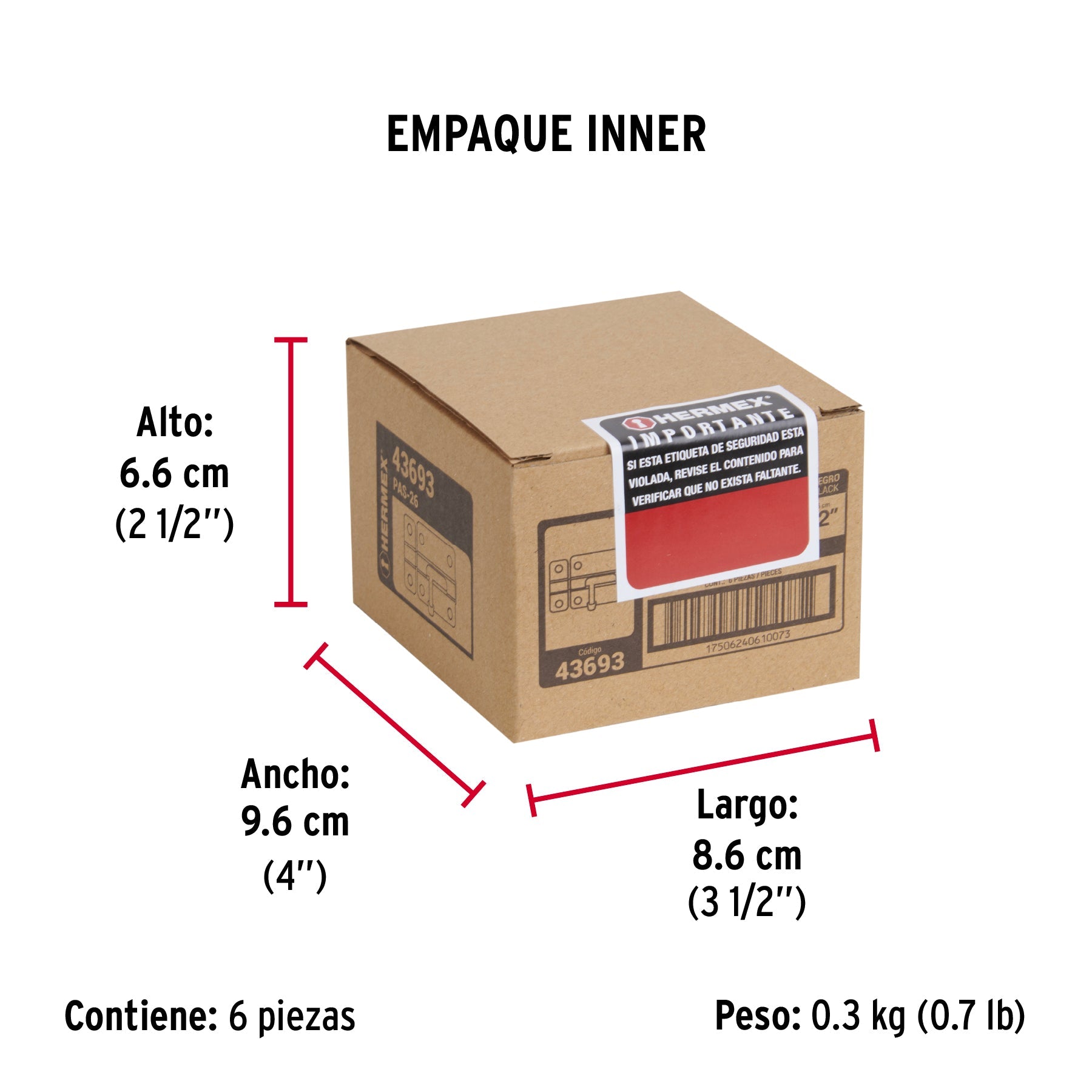 Pasador de barril 2" de acero acabado negro, HERMEX - Empaque