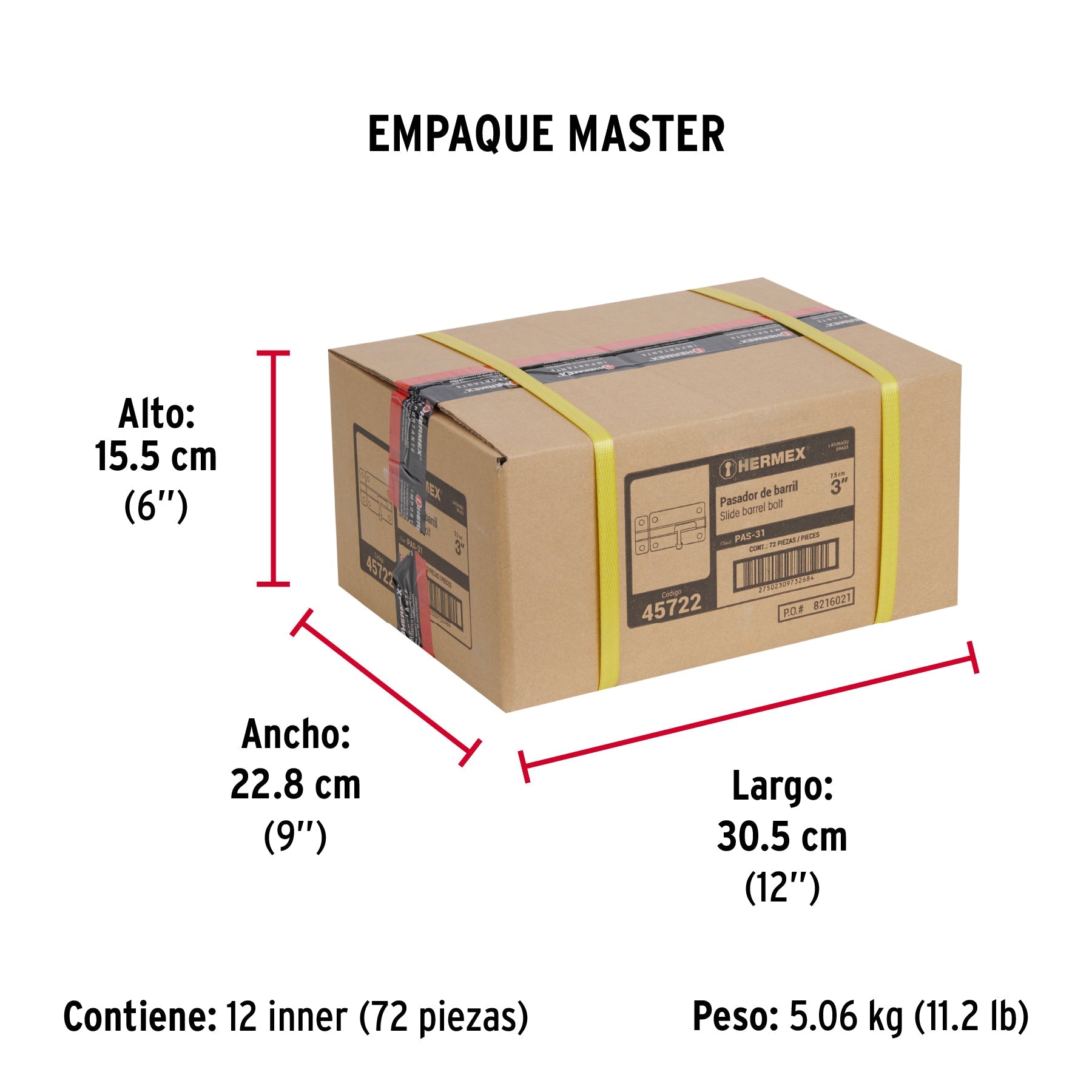 Pasador de barril de acero latón 3", HERMEX - Empaque