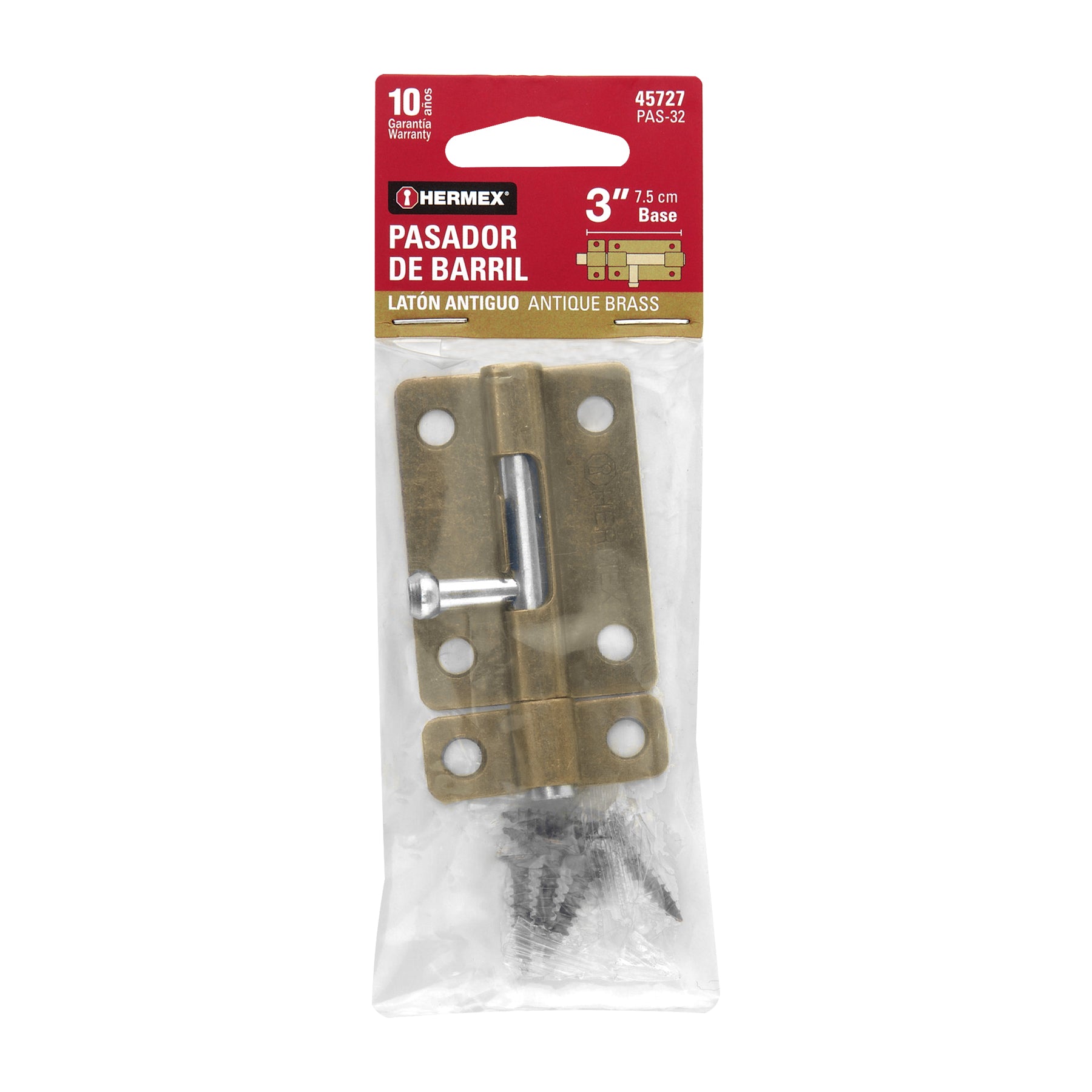 Pasador de barril de acero latón antiguo 3", HERMEX