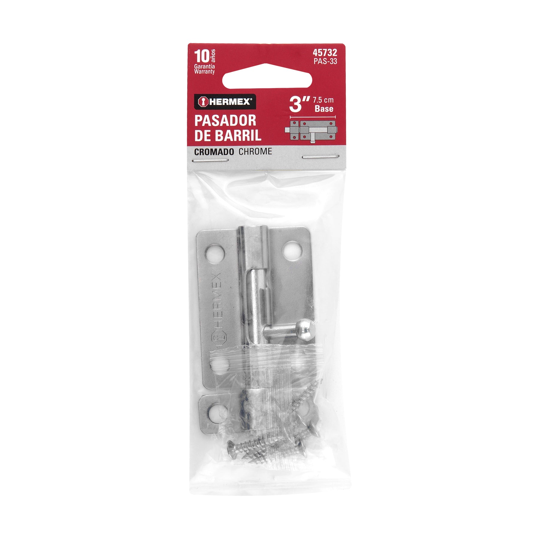 Pasador de barril de acero cromo 3", HERMEX