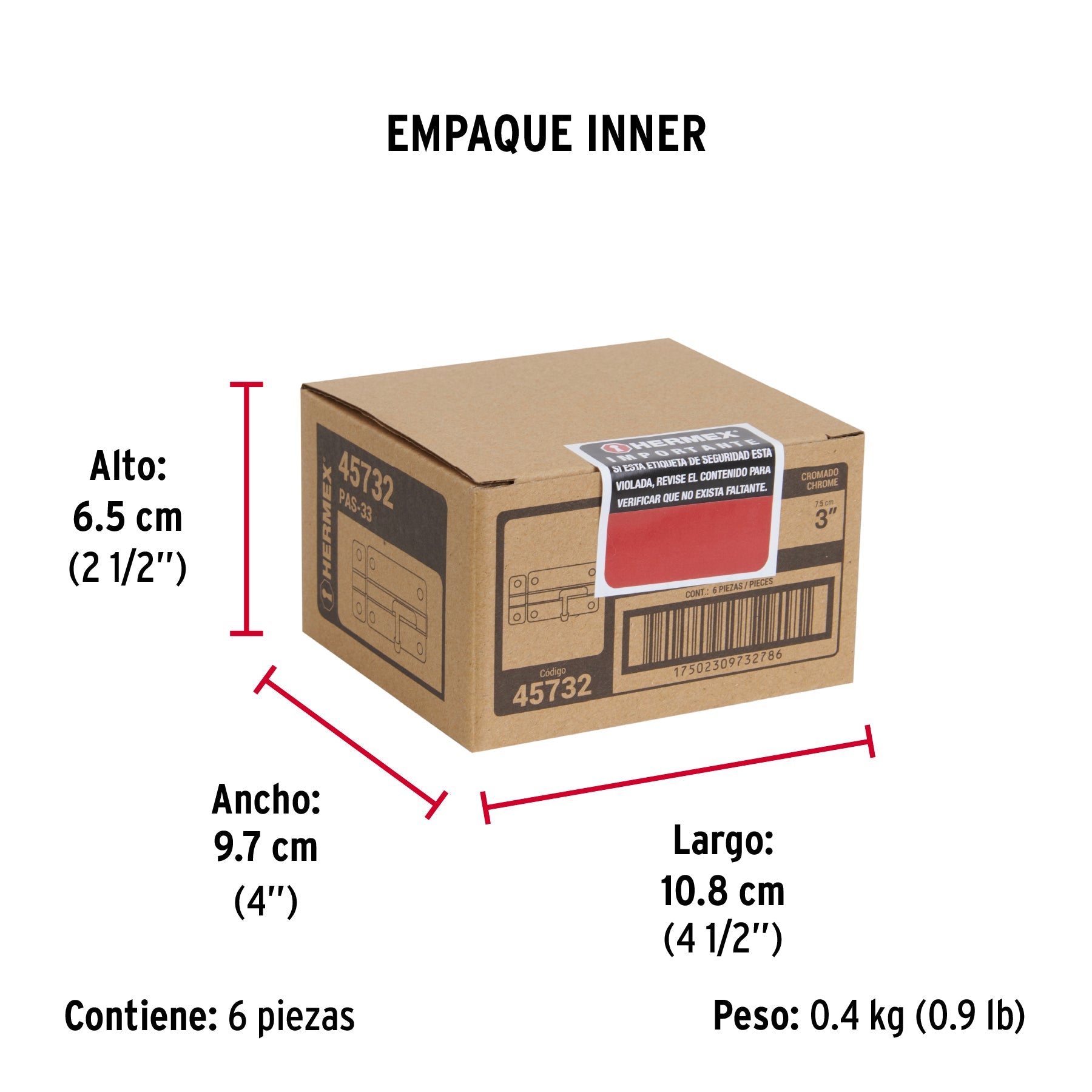 Pasador de barril de acero cromo 3", HERMEX - Empaque
